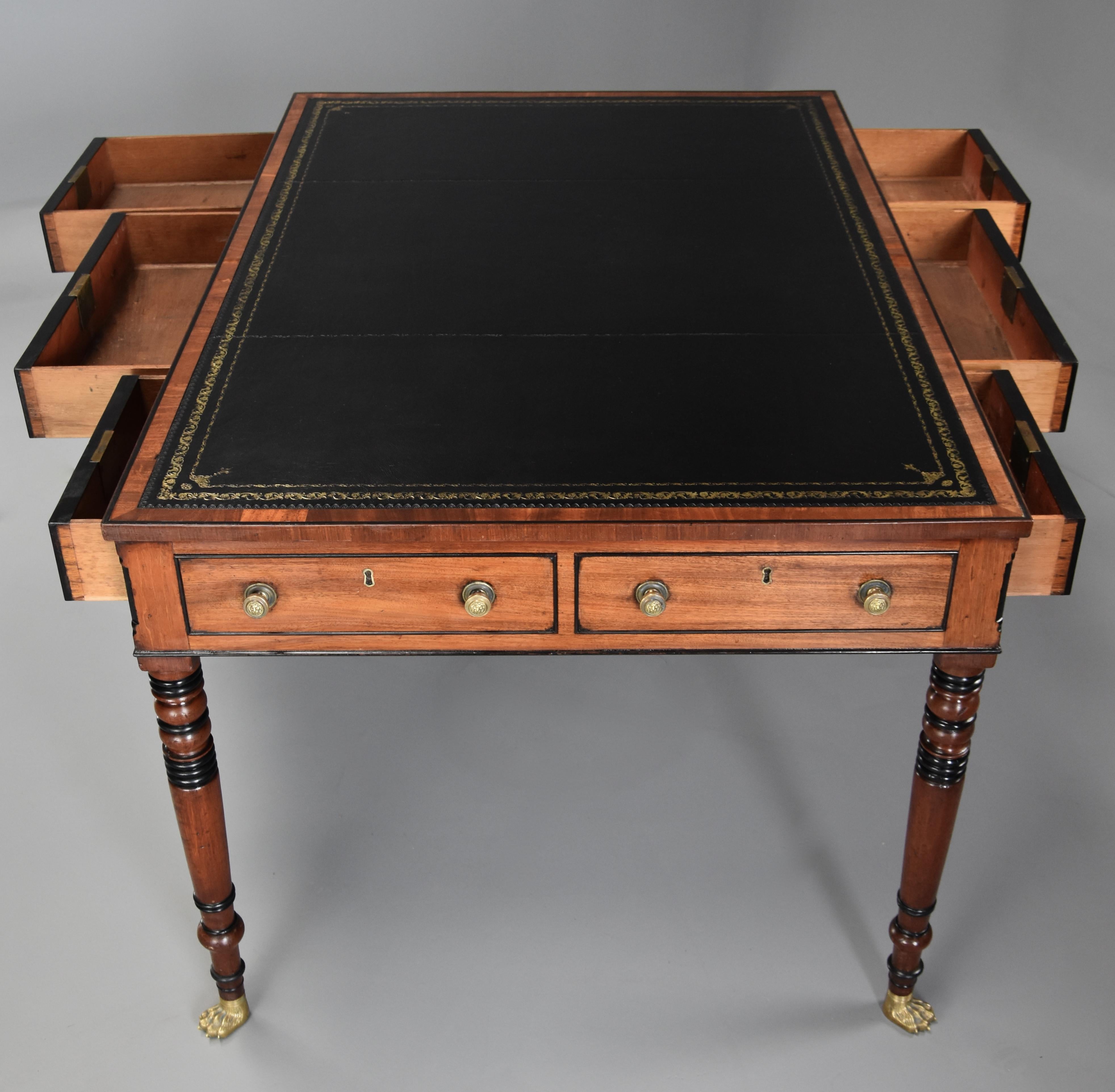 Large Early 19th Century Regency Six-Drawer Writing Table of Fine Patina For Sale 5