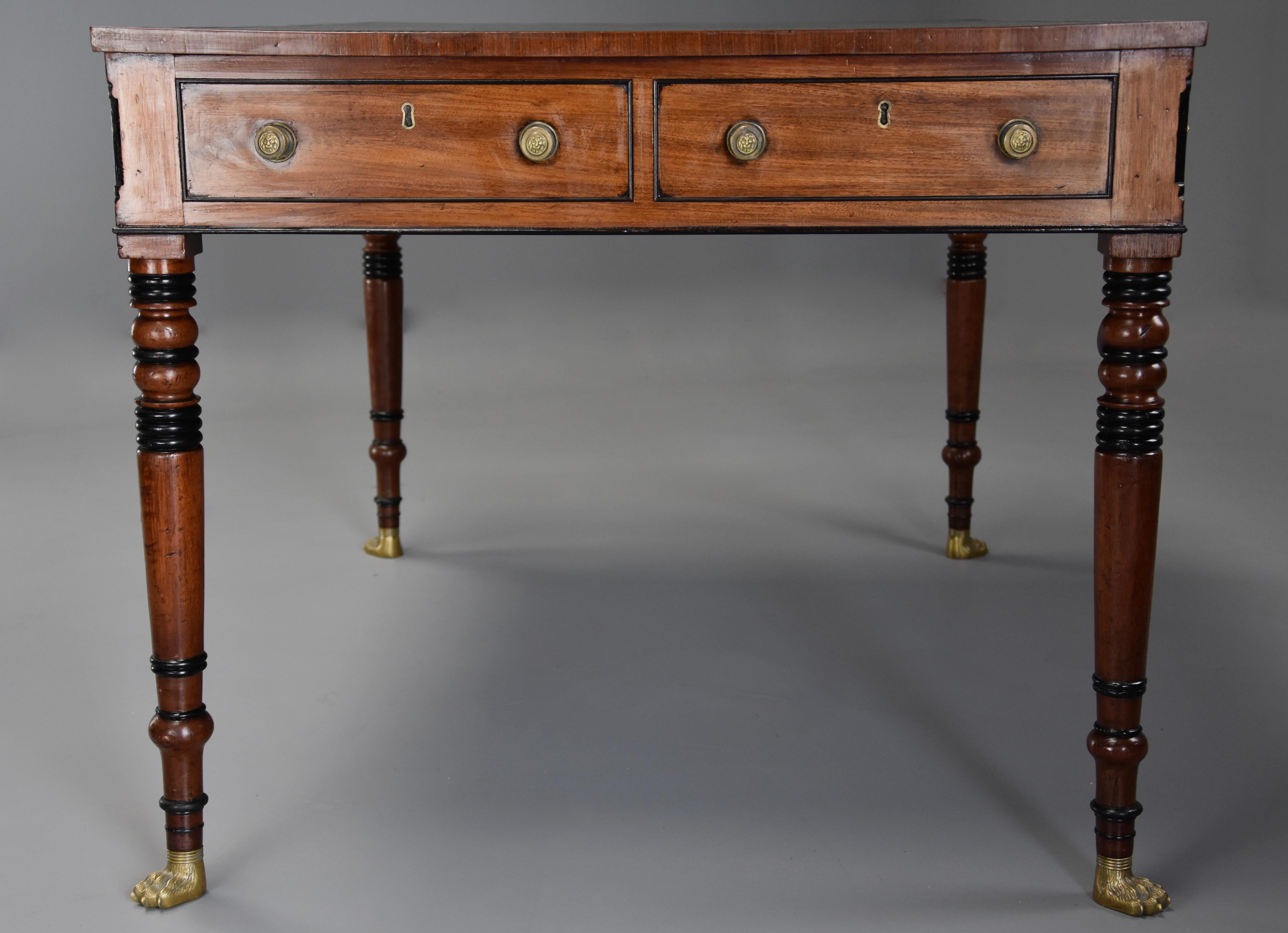 Large Early 19th Century Regency Six-Drawer Writing Table of Fine Patina For Sale 1
