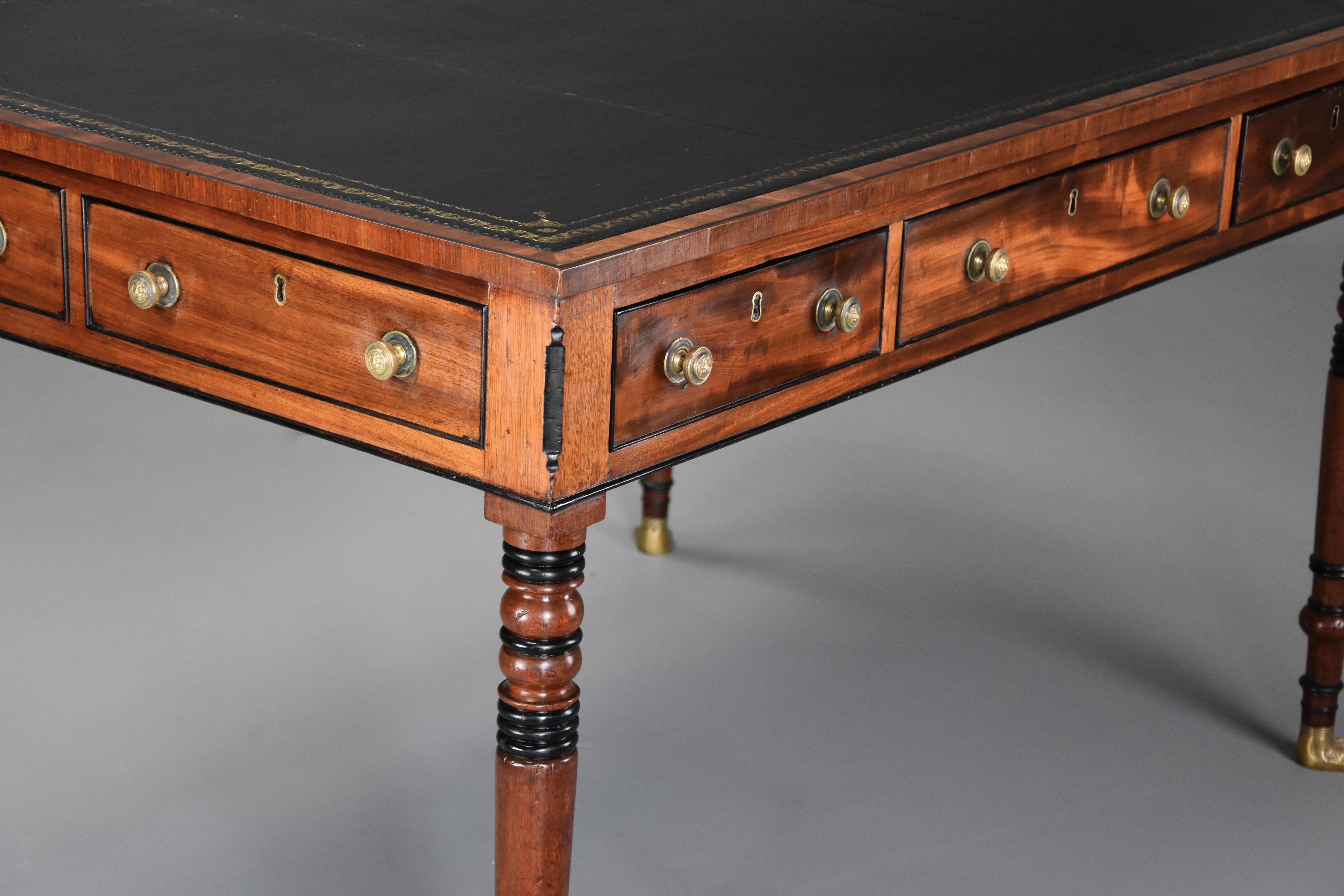Large Early 19th Century Regency Six-Drawer Writing Table of Fine Patina For Sale 2