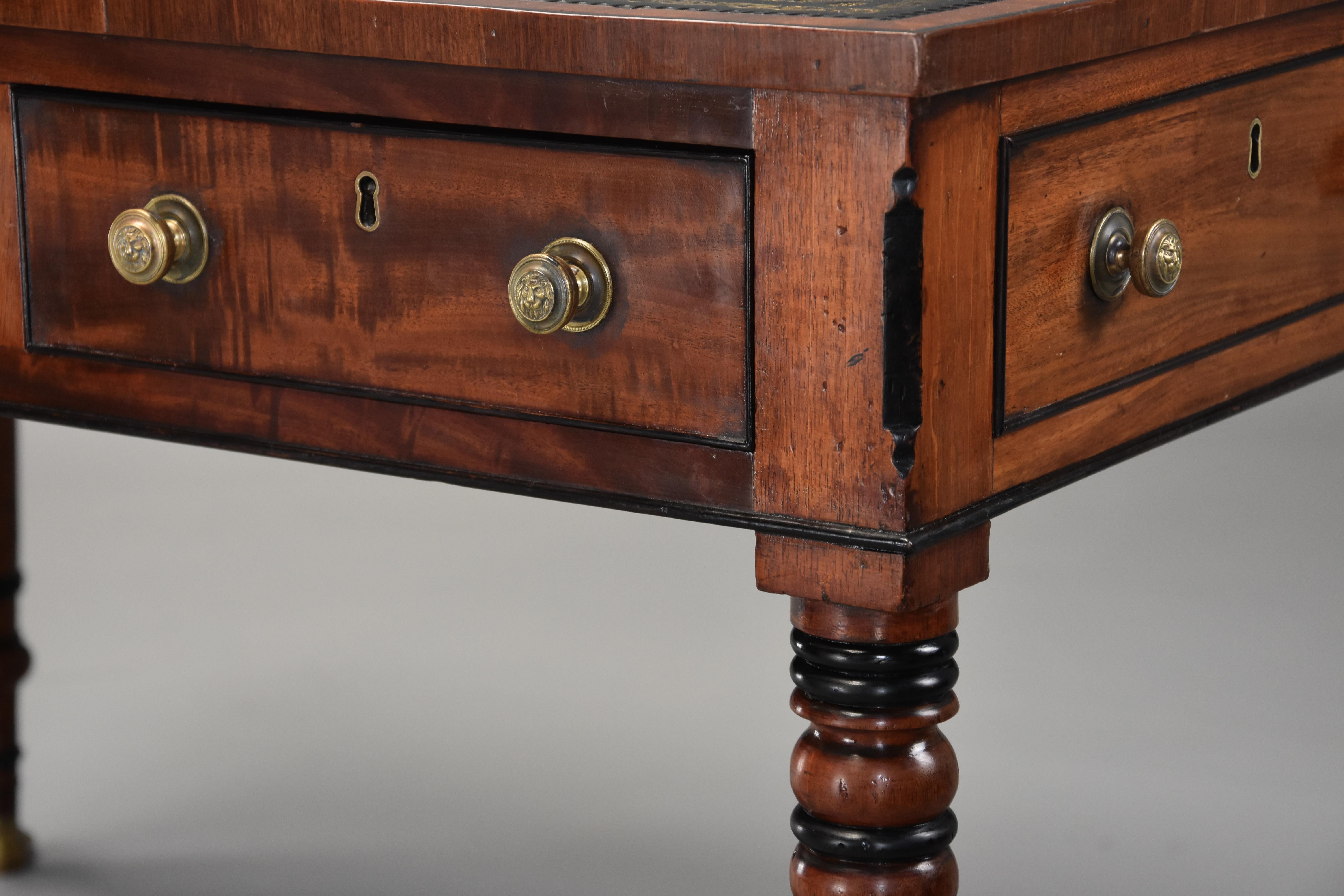 Large Early 19th Century Regency Six-Drawer Writing Table of Fine Patina For Sale 3
