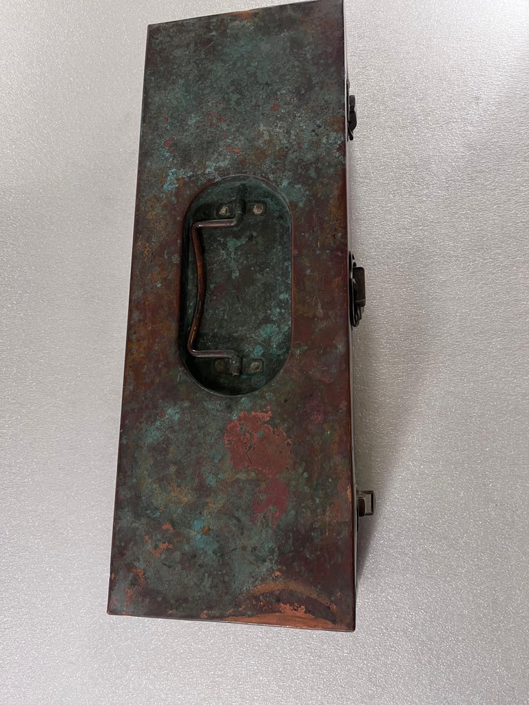 abercrombie and fitch fishing tackle box Large Early 20th C. Abercrombie & Fitch Copper Equestrian / Fishing Tackle  Box