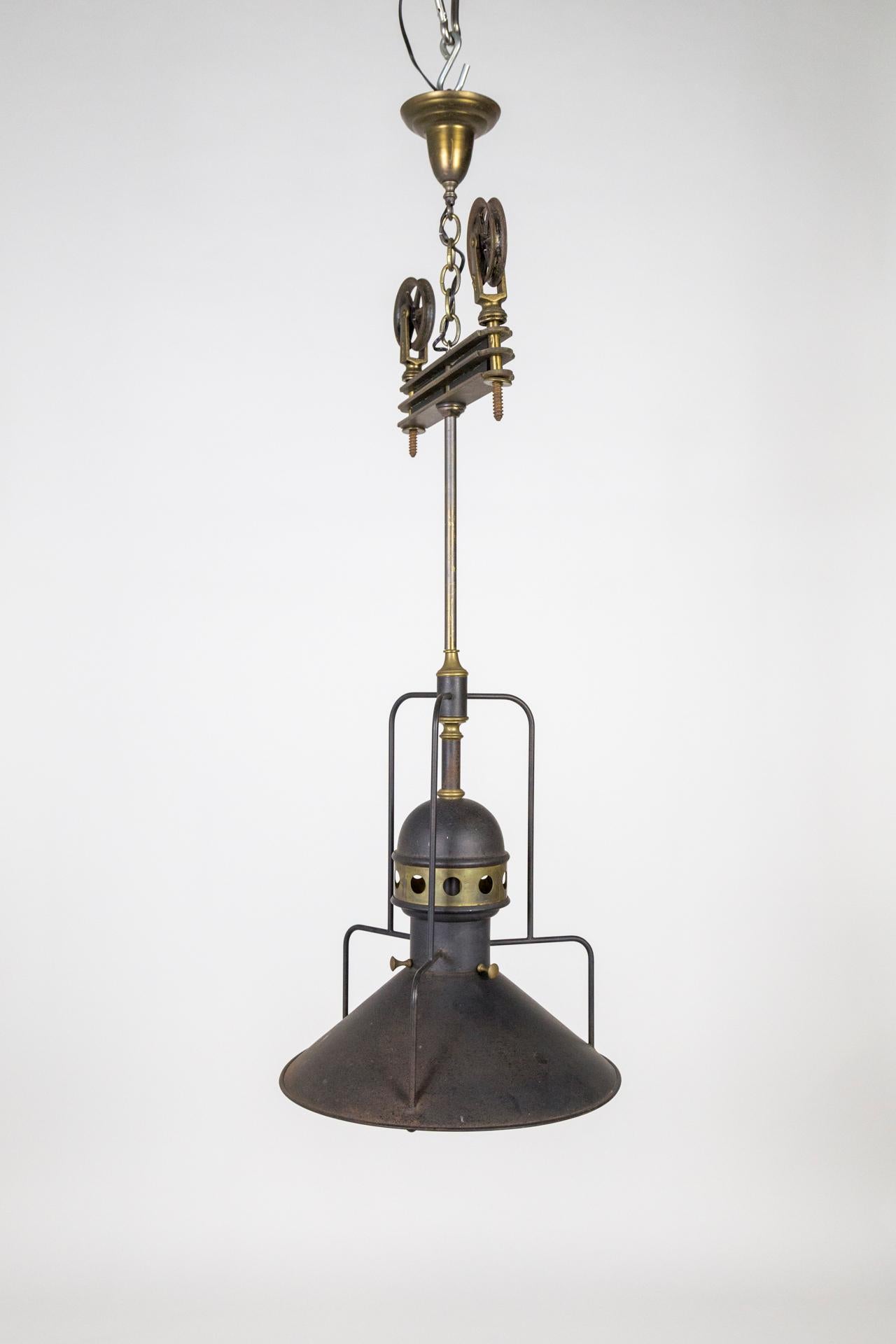 Metal Large Early 20th Century Industrial Cog Pendant Light For Sale