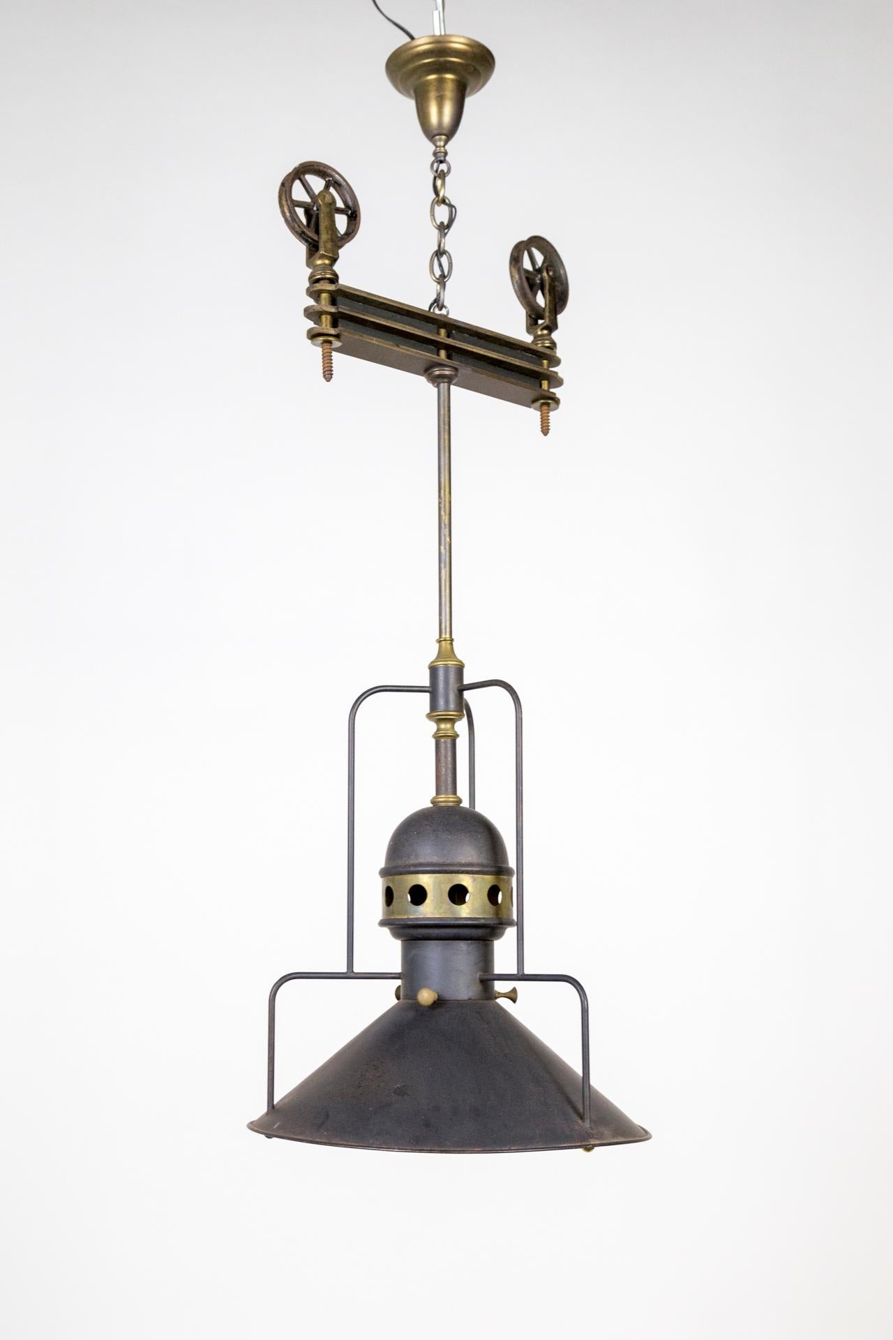 Large Early 20th Century Industrial Cog Pendant Light For Sale 4