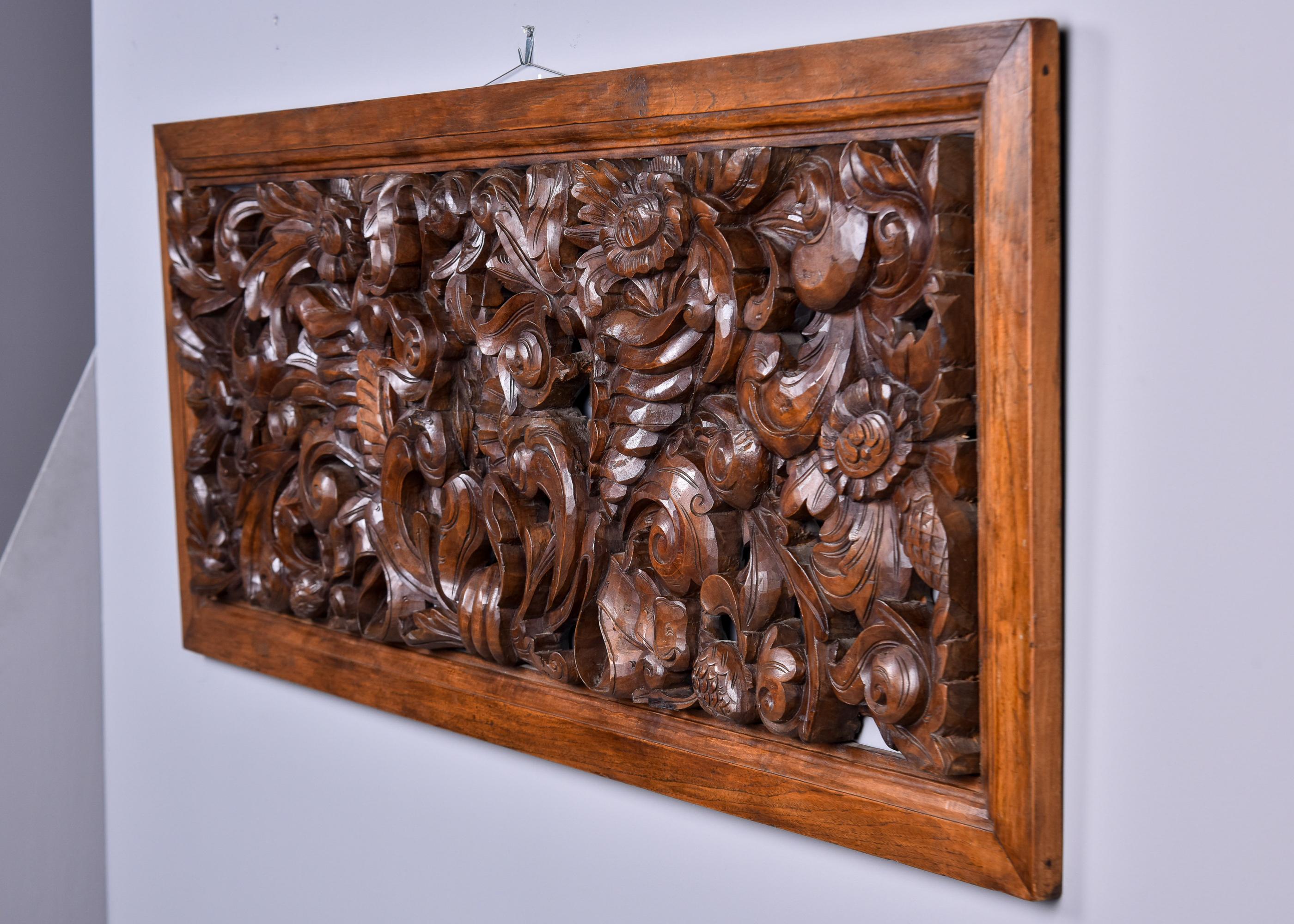 Large Early 20th C Intricately Hand Carved Walnut Panel For Sale 5