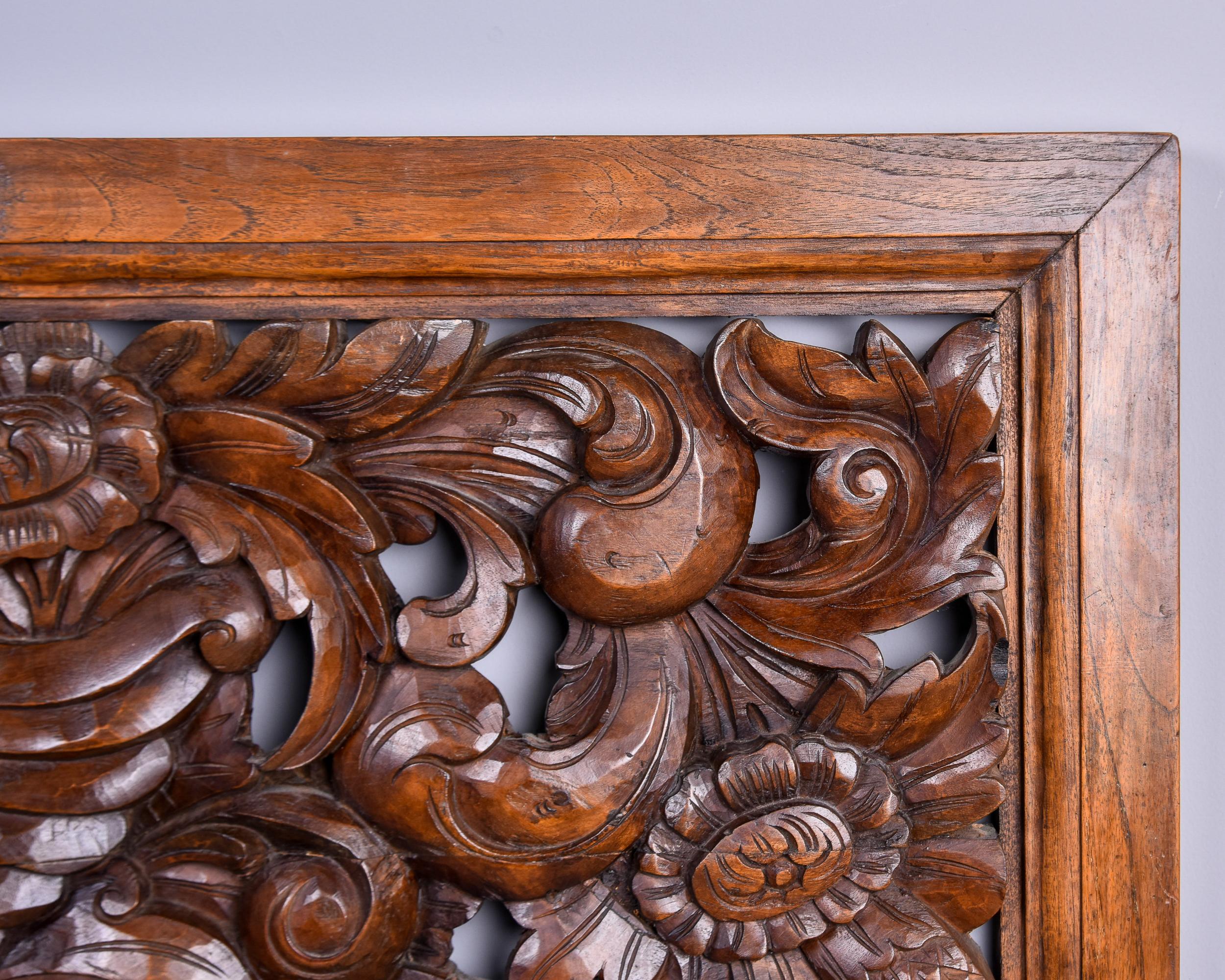 Hand-Carved Large Early 20th C Intricately Hand Carved Walnut Panel For Sale
