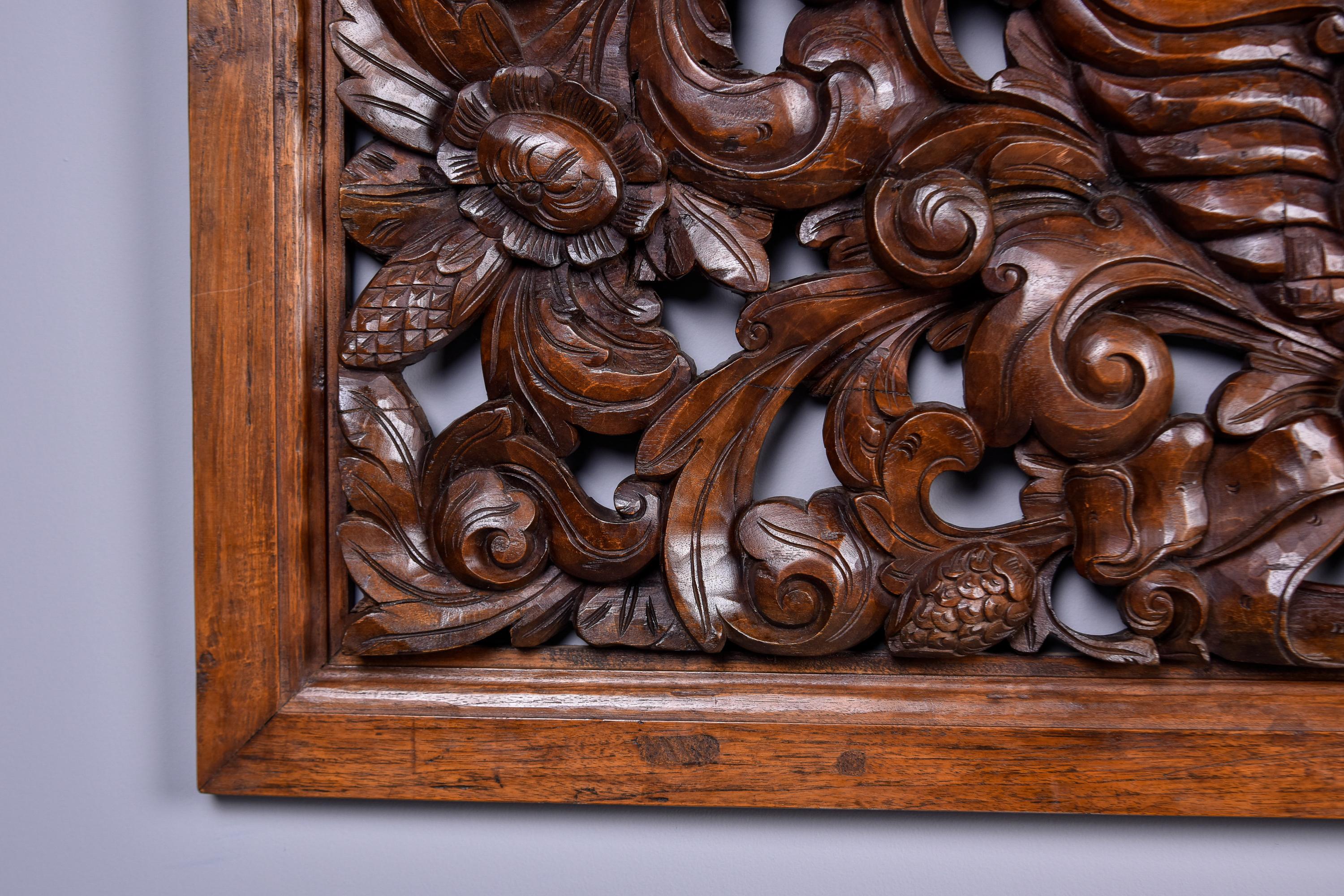 Large Early 20th C Intricately Hand Carved Walnut Panel For Sale 1