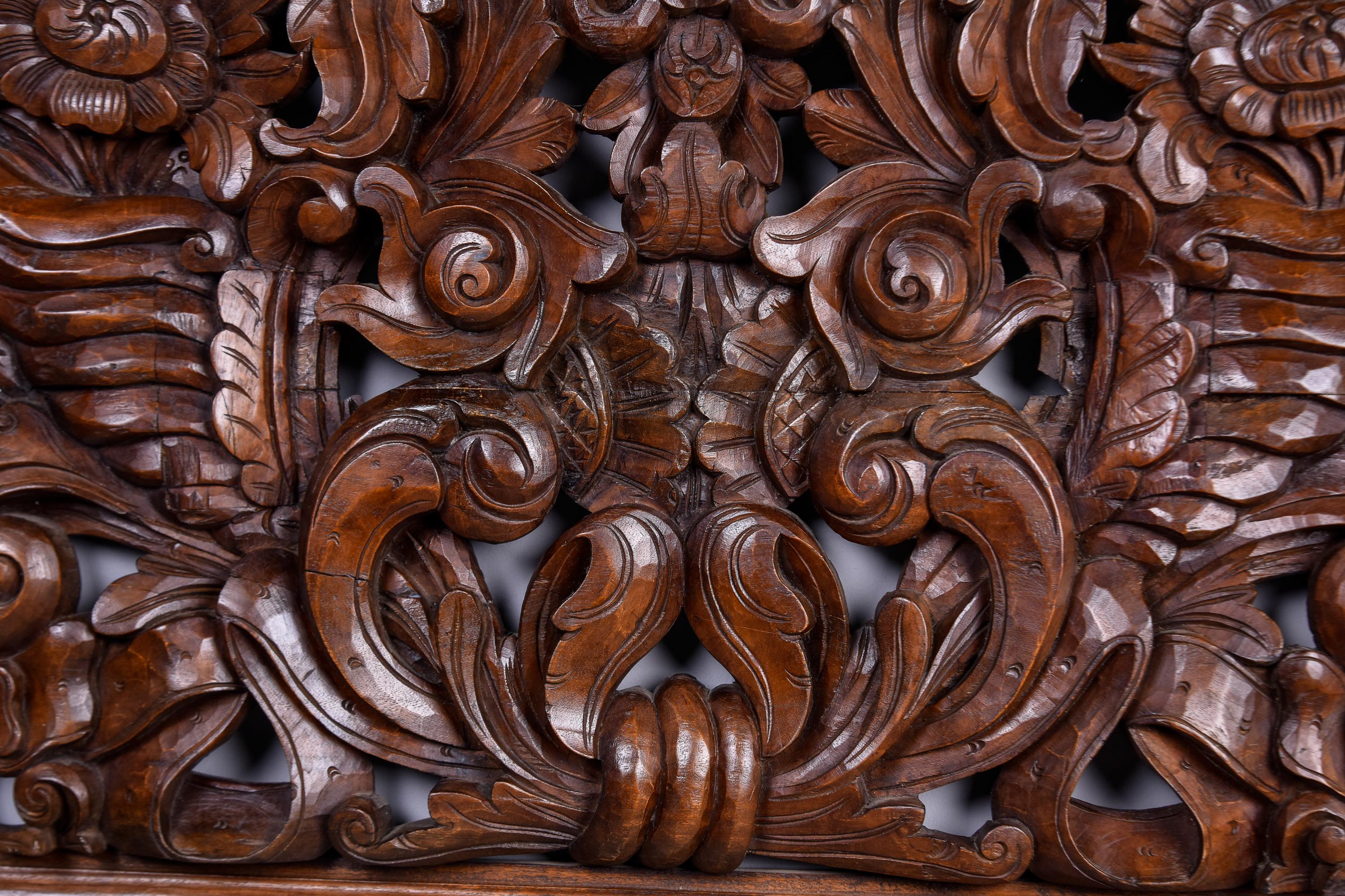 Large Early 20th C Intricately Hand Carved Walnut Panel For Sale 2