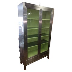 Large & Early 20th C. Polished Steel Medical Cabinet