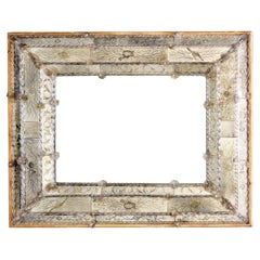 Large Early 20th C Venetian Mirror with Wood Frame