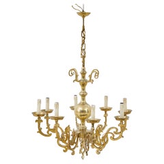 Vintage Large early 20th century 8 arm brass chandelier
