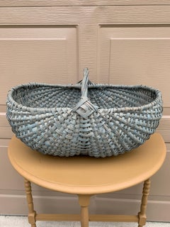 Large Early 20th Century American Blue Splint Oak Buttocks Basket