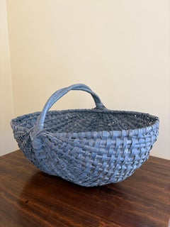 Large Early 20th Century American Blue Splint Oak Buttocks Basket