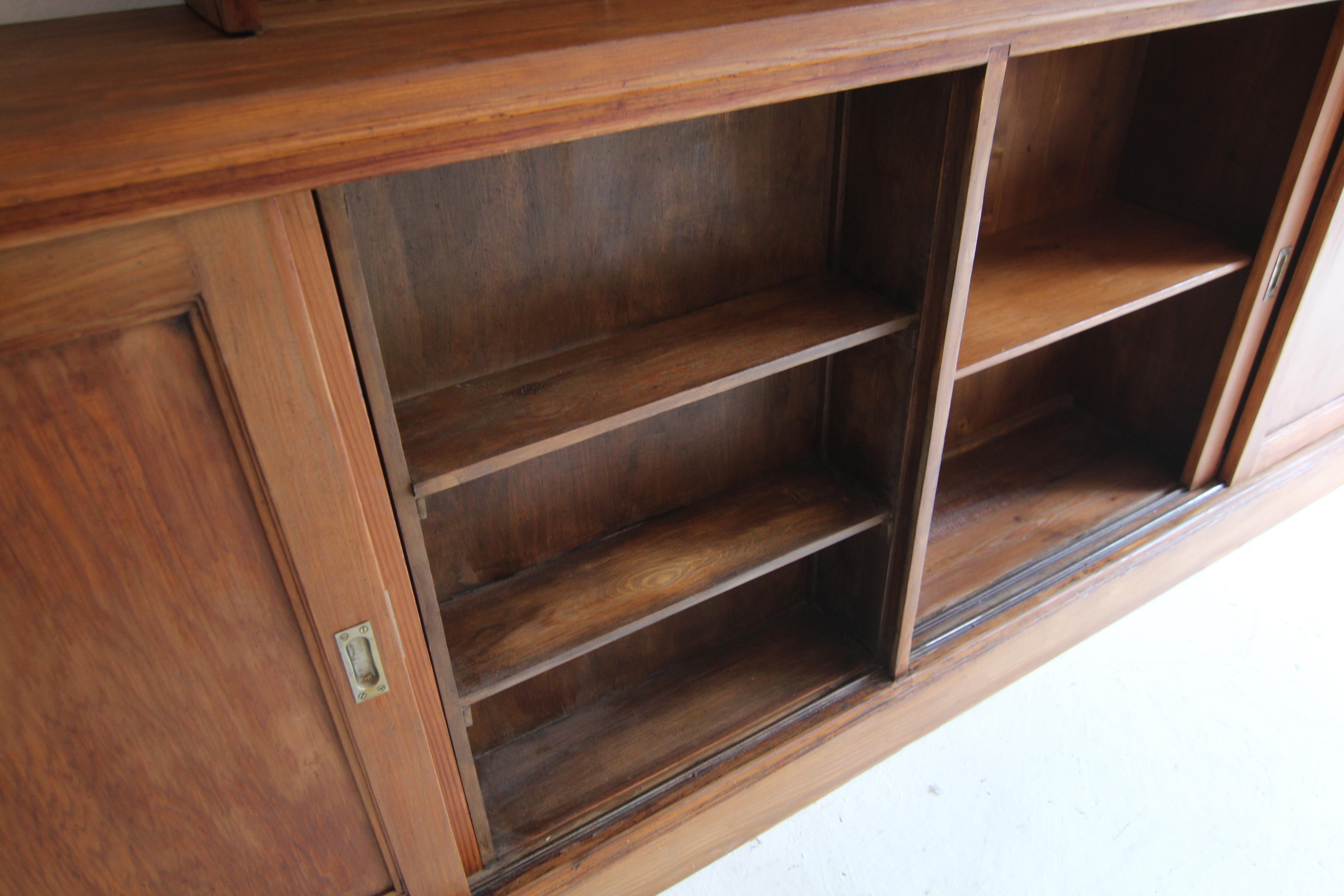 Large Early 20th Century Apothecary Shop Cabinet or Bookcase with Sliding Doors 7