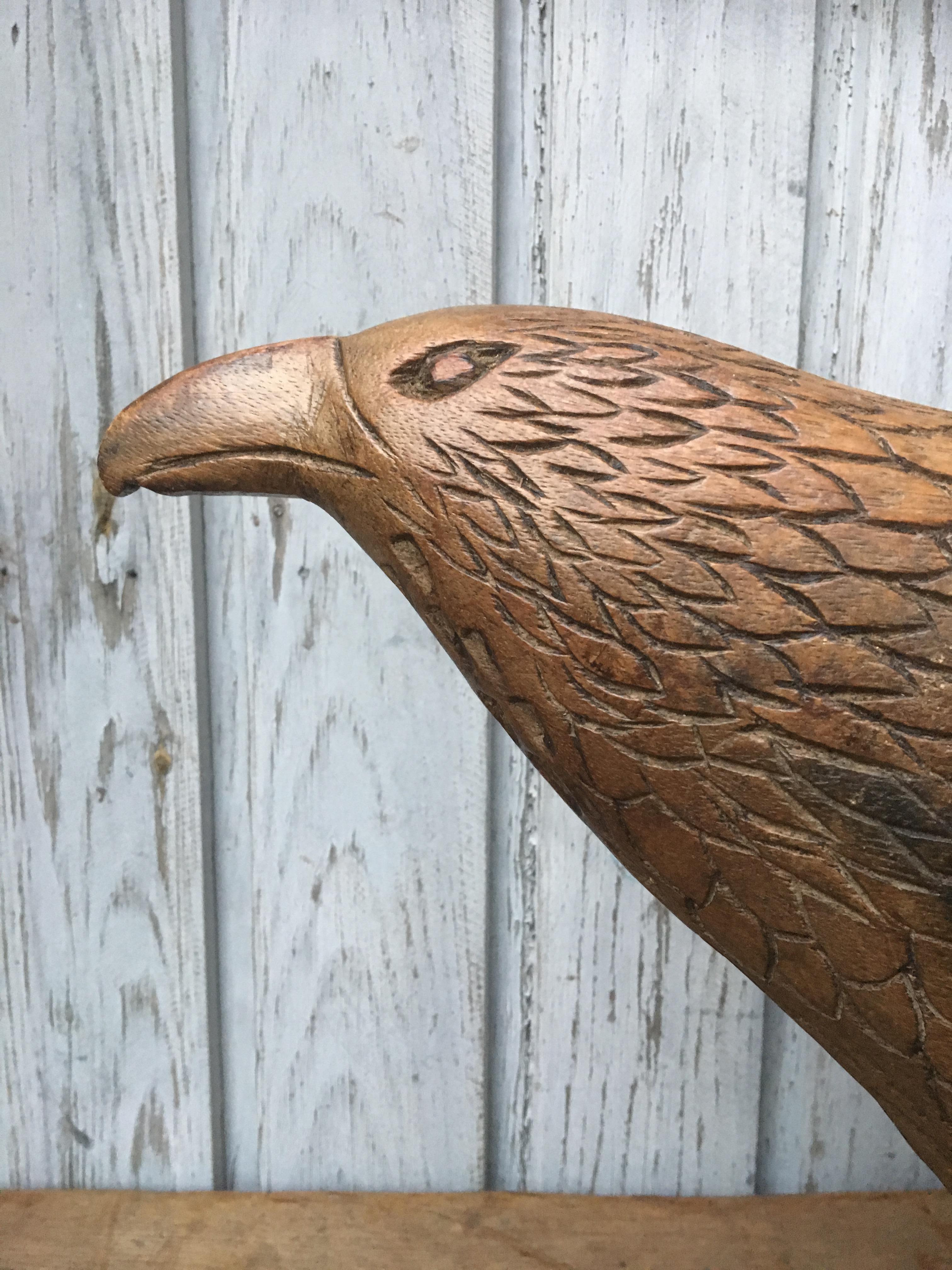 Large Early 20th Century Belgian Oak Folk Art Eagle Sculpture For Sale 5