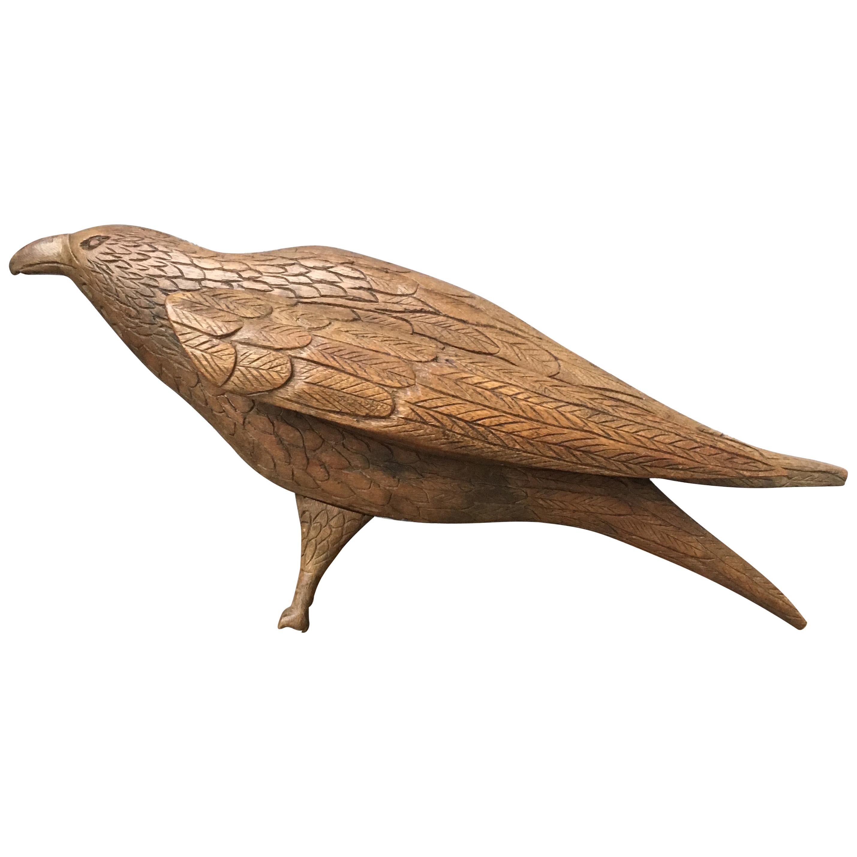 Early 20th century Belgian oak Folk Art eagle sculpture.