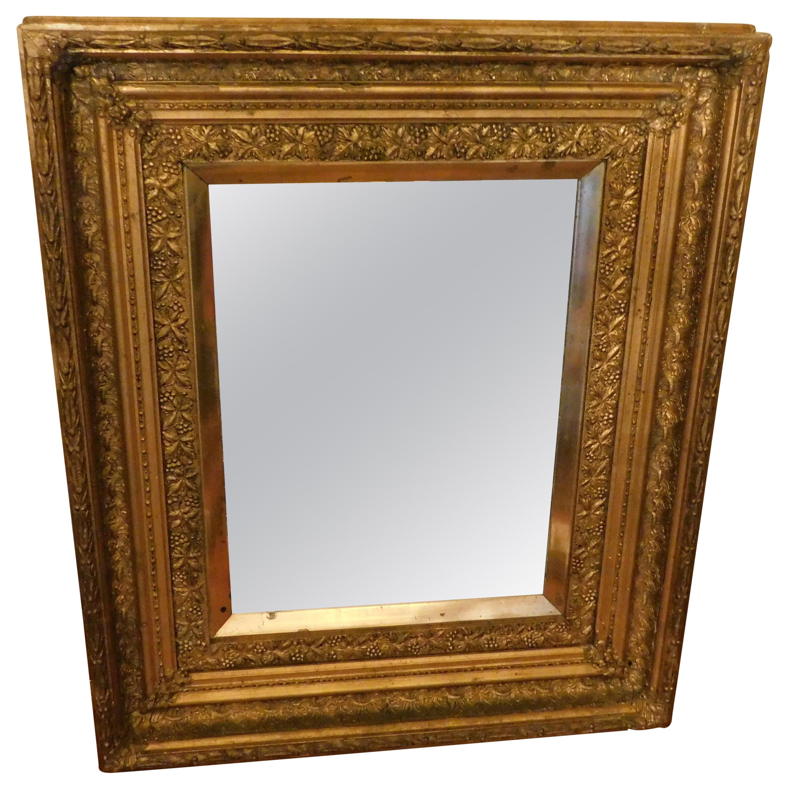 Large Early 20th Century Belgium Gold Framed Mirror For Sale