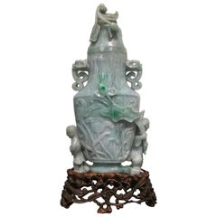 Large Early 20th Century Chinese Carved Jade Vase
