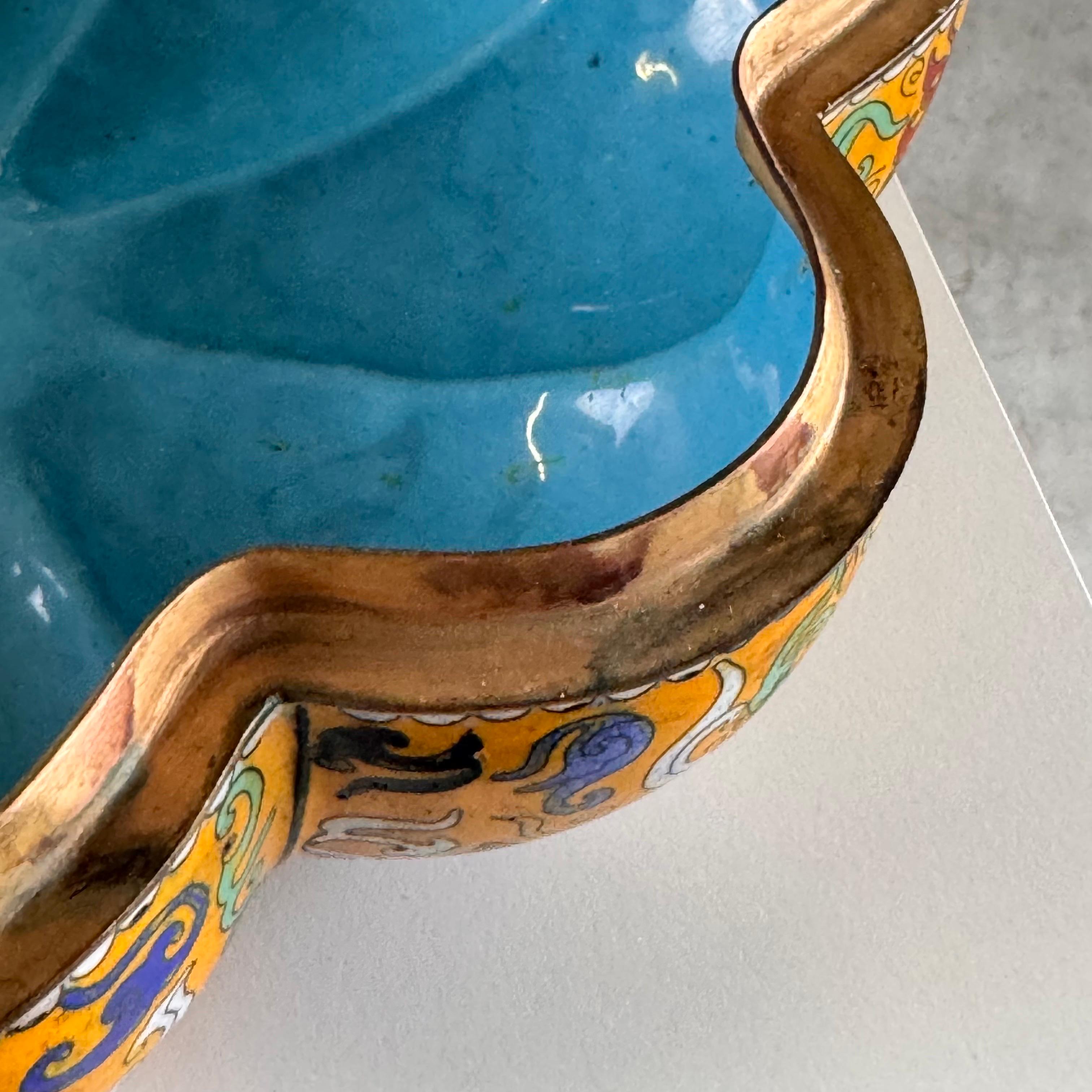 Large Early 20th-Century Chinese Cloisonné Pumpkin Box/Centerpiece, 1910s 6