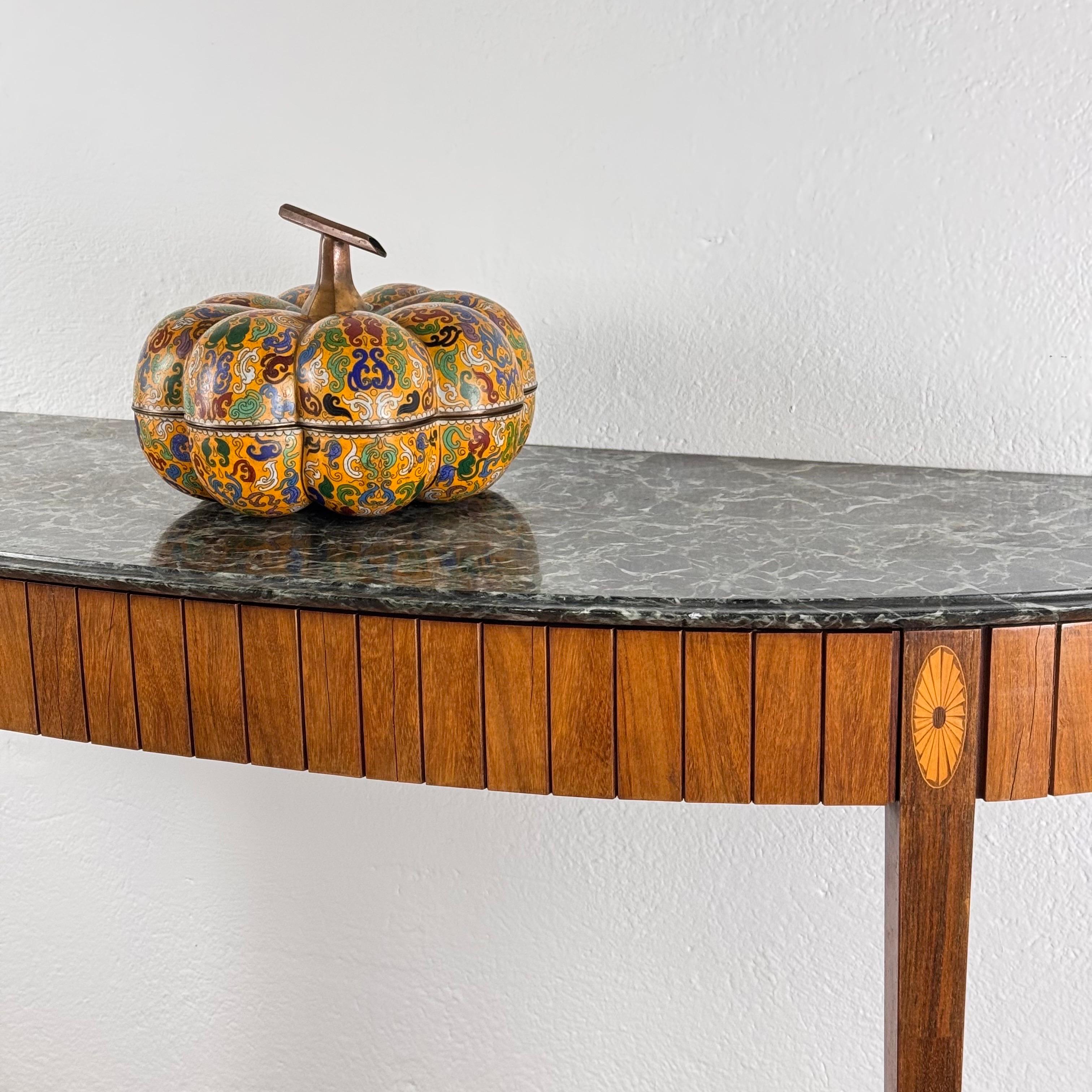 Large Early 20th-Century Chinese Cloisonné Pumpkin Box/Centerpiece, 1910s 12