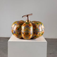 Large Early 20th-Century Chinese Cloisonné Pumpkin Box/Centerpiece, 1910s