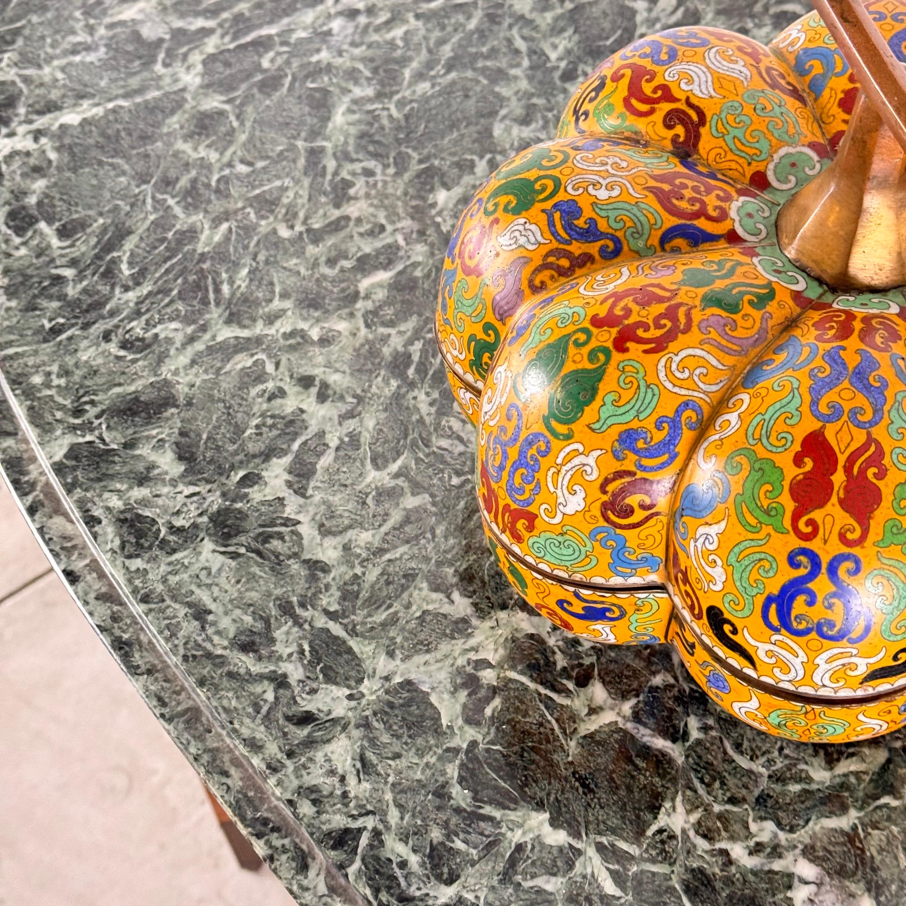 Large Early 20th-Century Chinese Cloisonné Pumpkin Box/Centerpiece, 1910s 13
