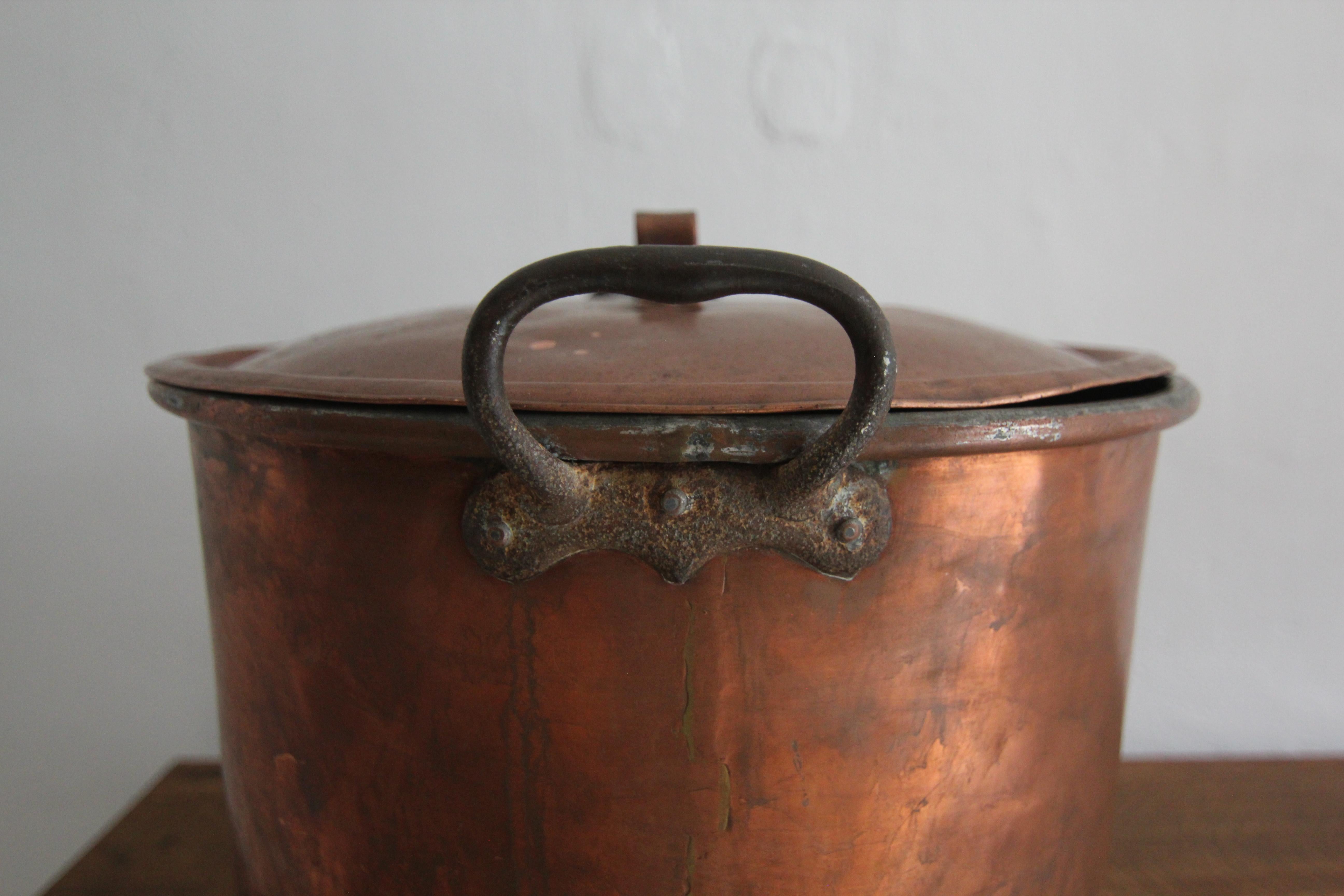 Large Early 20th Century Copper Pot with Lid 8