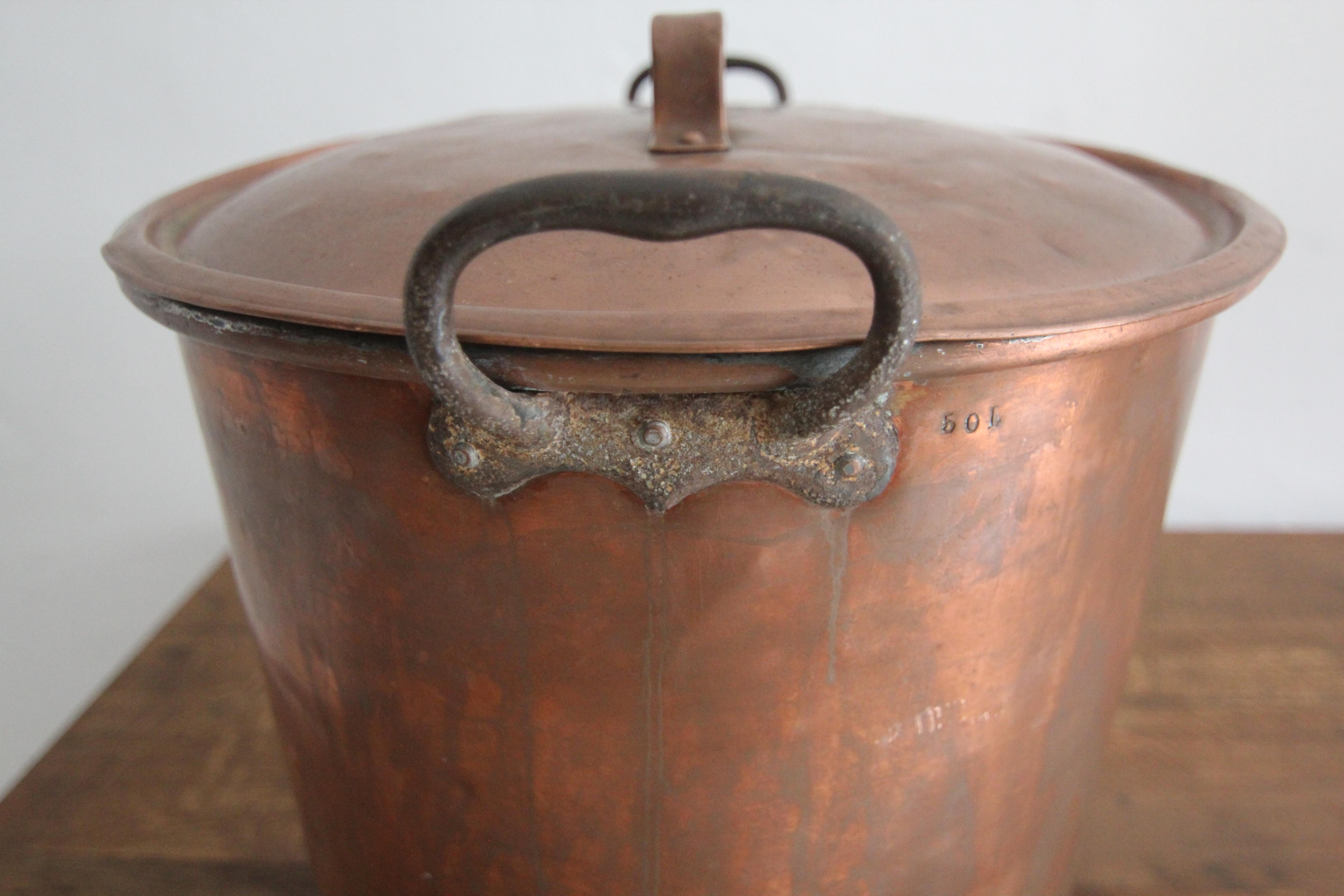Large Early 20th Century Copper Pot with Lid 15