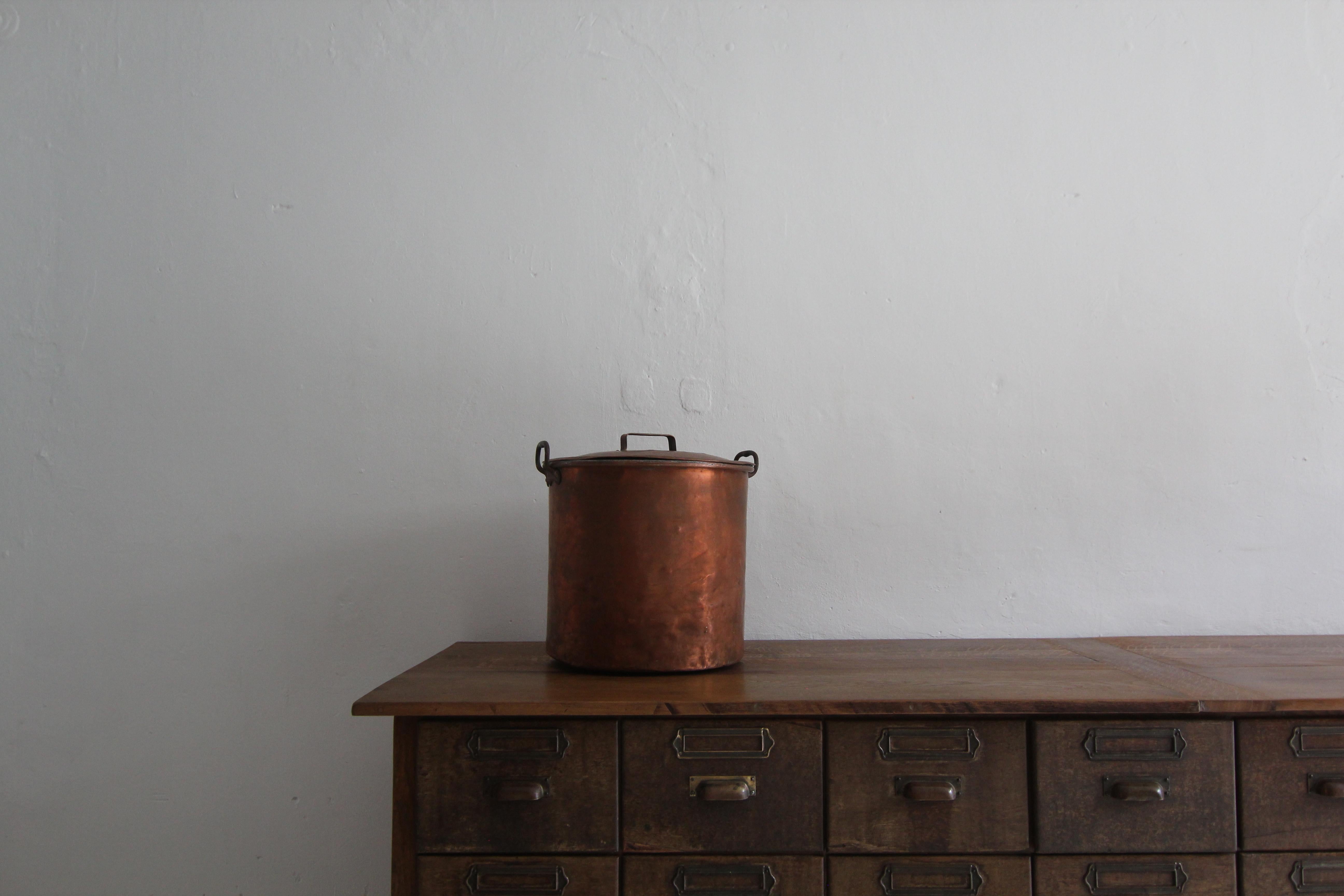 European Large Early 20th Century Copper Pot with Lid