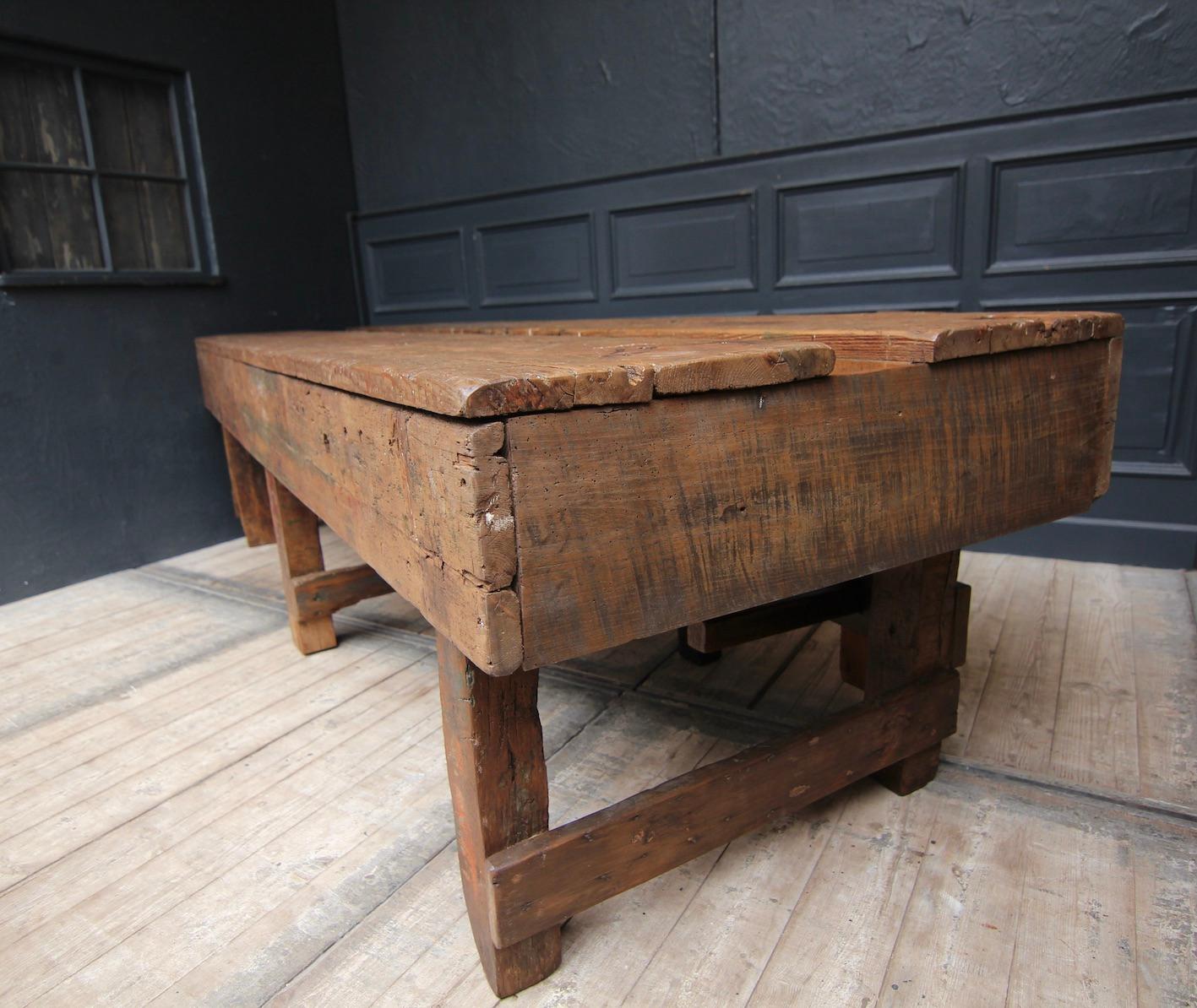 Large Early 20th Century Double Sided Industrial Work Table 6
