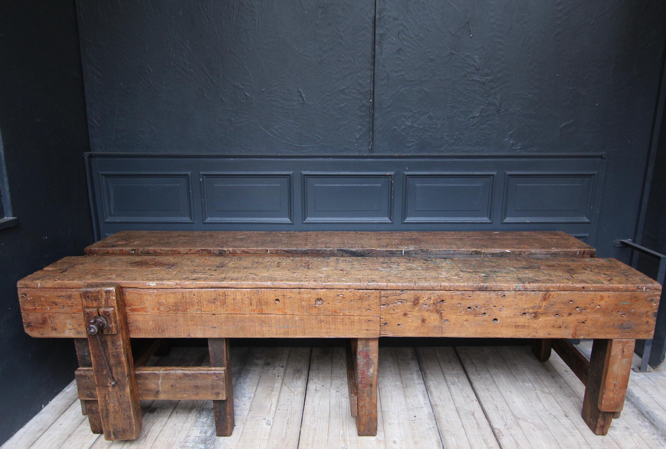 European Large Early 20th Century Double Sided Industrial Work Table