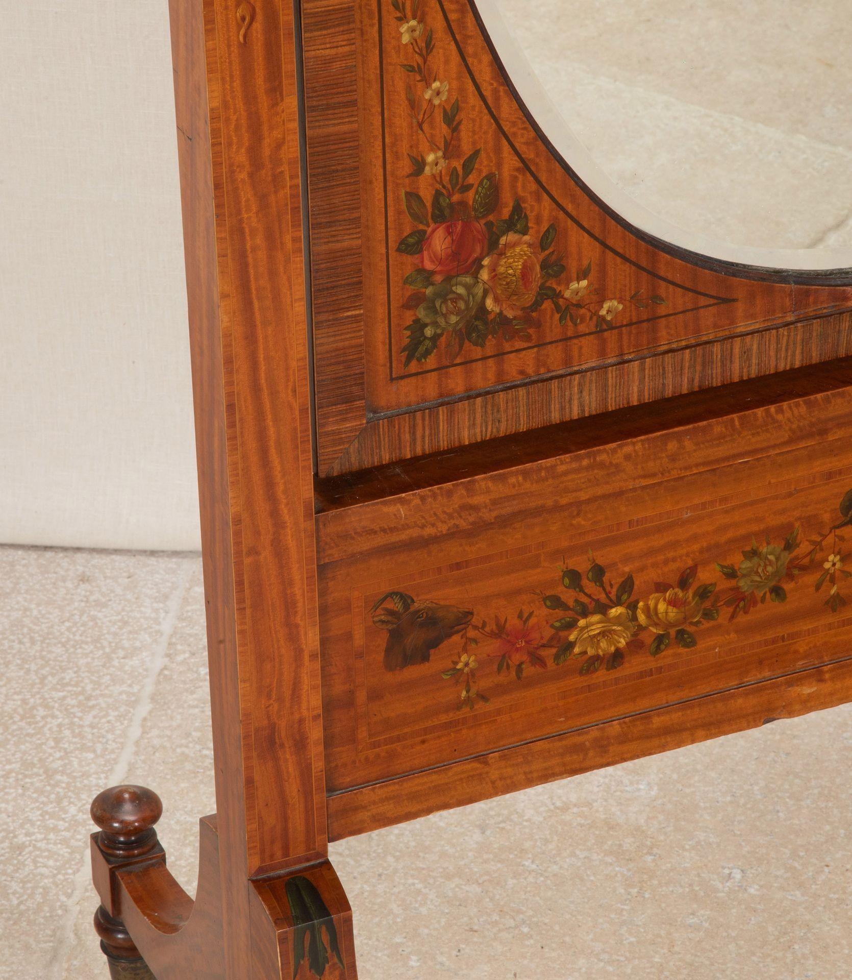 Large Early 20th Century Edwardian Satinwood Cheval Mirror For Sale 6