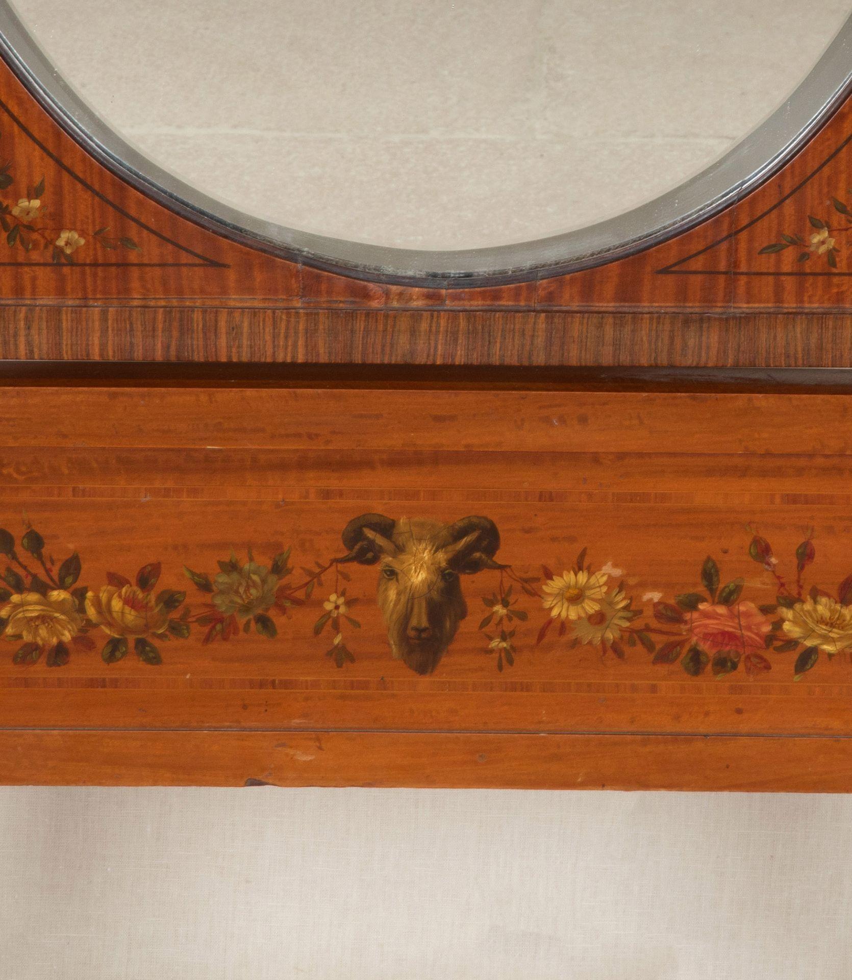 Large Early 20th Century Edwardian Satinwood Cheval Mirror For Sale 7