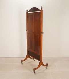 Large Early 20th Century Edwardian Satinwood Cheval Mirror