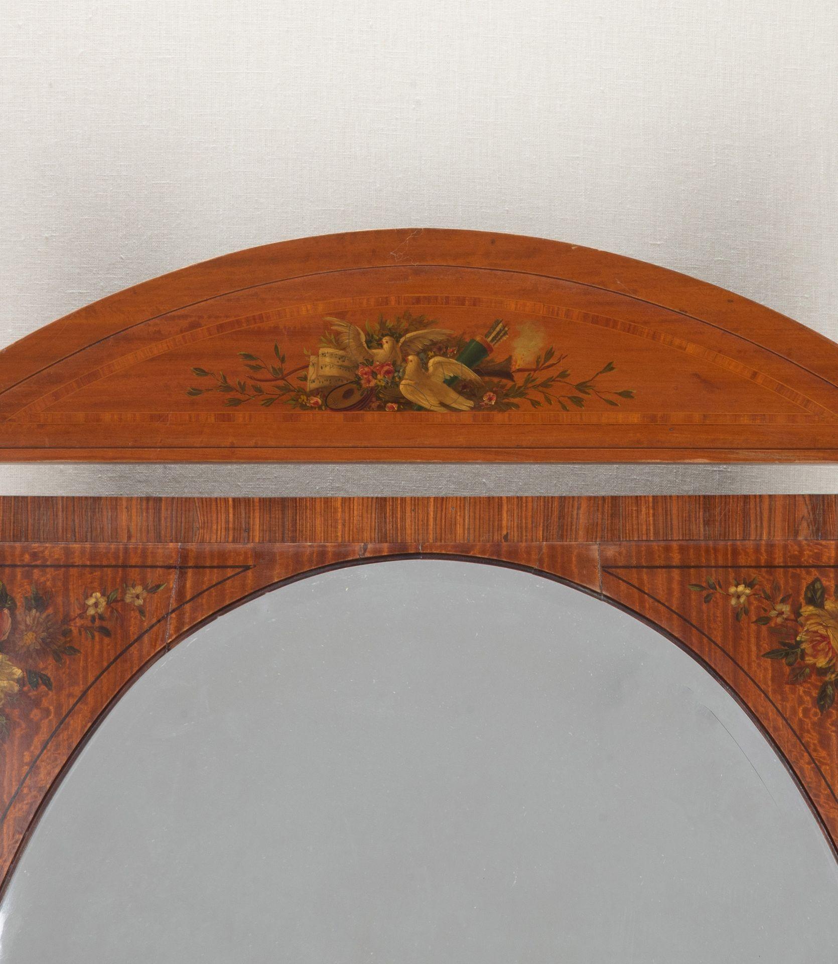 English Large Early 20th Century Edwardian Satinwood Cheval Mirror For Sale