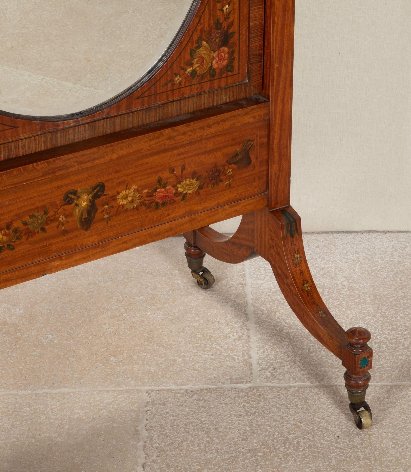 Large Early 20th Century Edwardian Satinwood Cheval Mirror For Sale 2