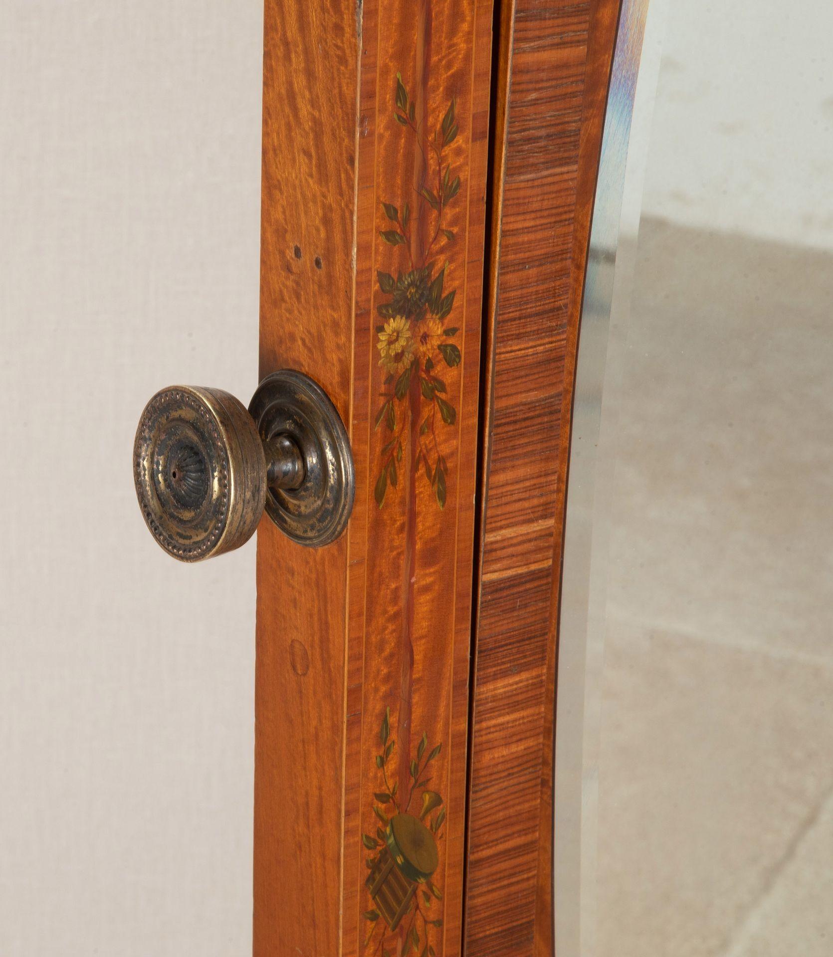 Large Early 20th Century Edwardian Satinwood Cheval Mirror For Sale 4
