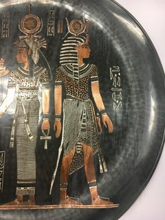 Large Early 20th Century Egyptian Revival Copper Plaque Charger Sculpture