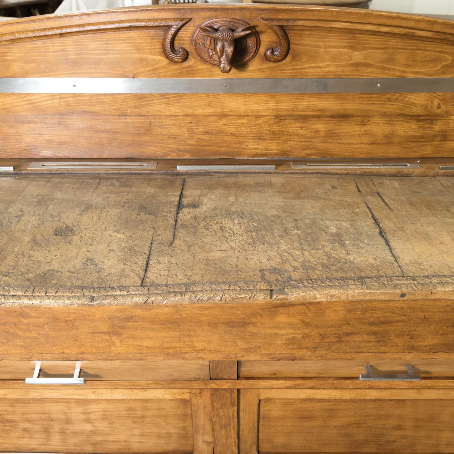 Large Early 20th Century French Double Billot de Boucher or Butcher Block In Good Condition For Sale In Birmingham, AL