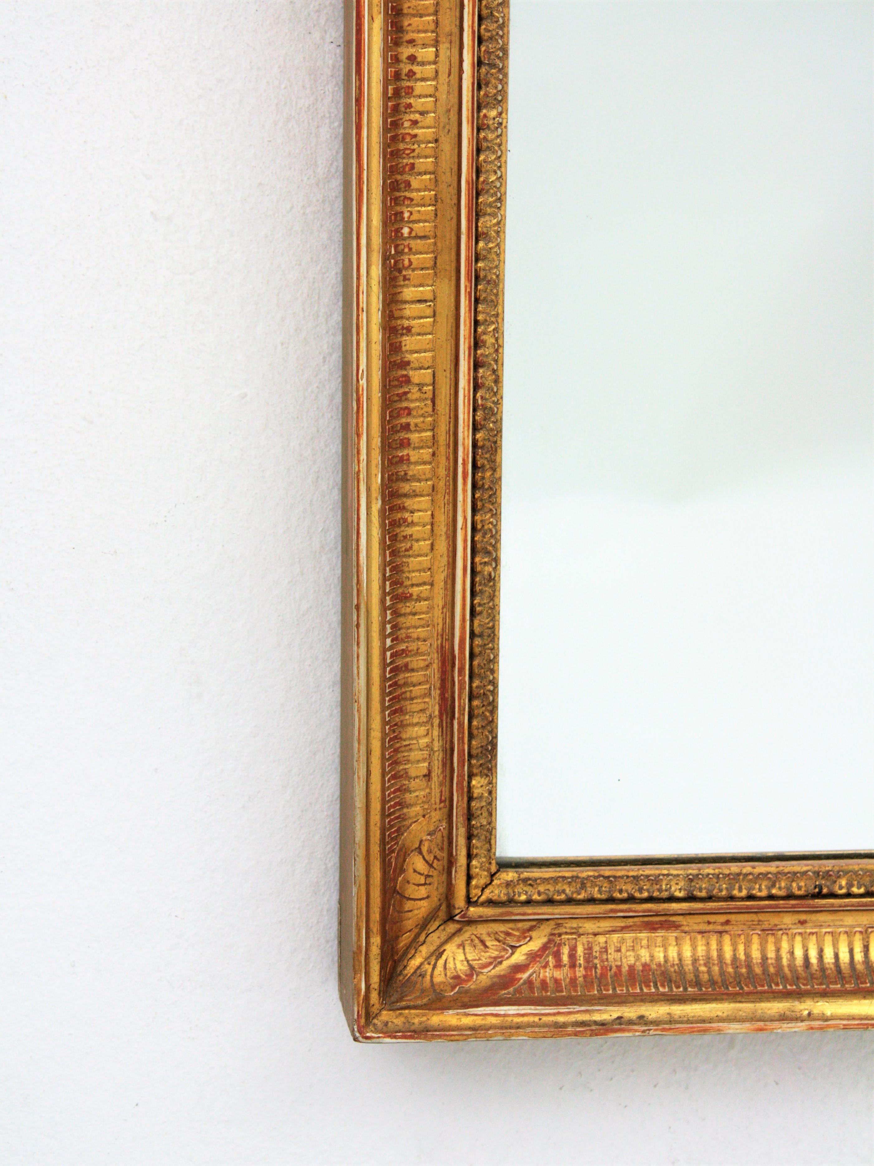 Large Early 20th Century French Empire Style Stripped Giltwood Mirror 2