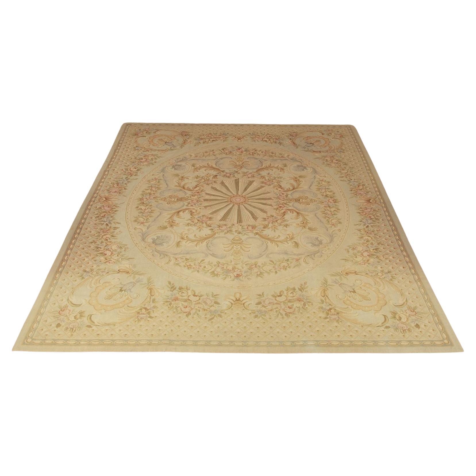 Large Early 20th Century French Hand Stitched Aubusson Rug im Angebot