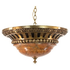 Antique Large Early 20th Century French Neoclassical Amber Alabaster Flush Mount