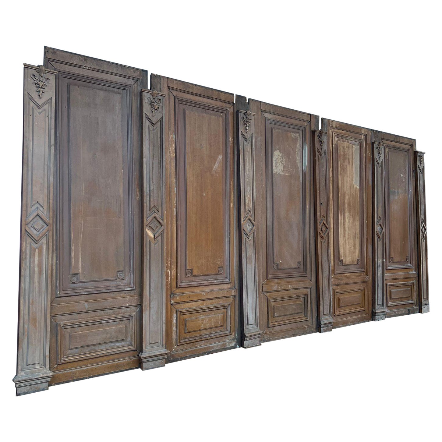 Large Early 20th Century French Oak Wall Paneling Set, 7.5 Meters Linear