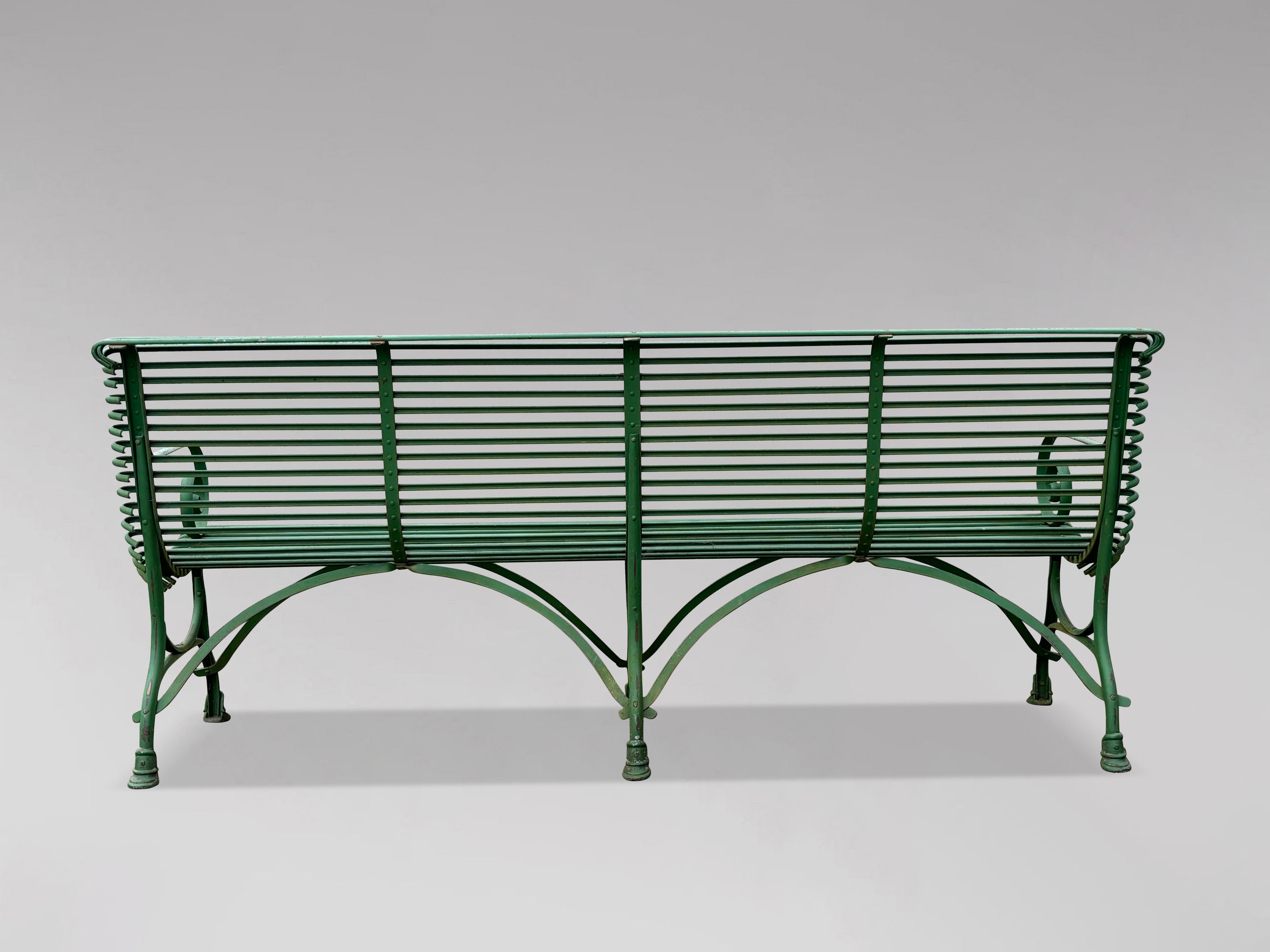 Large Early 20th Century French Painted Iron Garden Bench from Arras In Good Condition In Petworth,West Sussex, GB