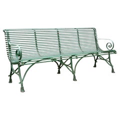 Antique Large Early 20th Century French Painted Iron Garden Bench from Arras