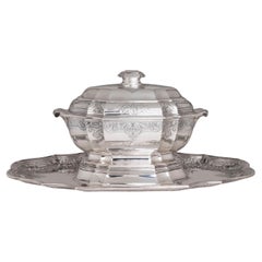 Large Early 20th Century French Silver Soup Tureen-on-Stand by Tétard Frères