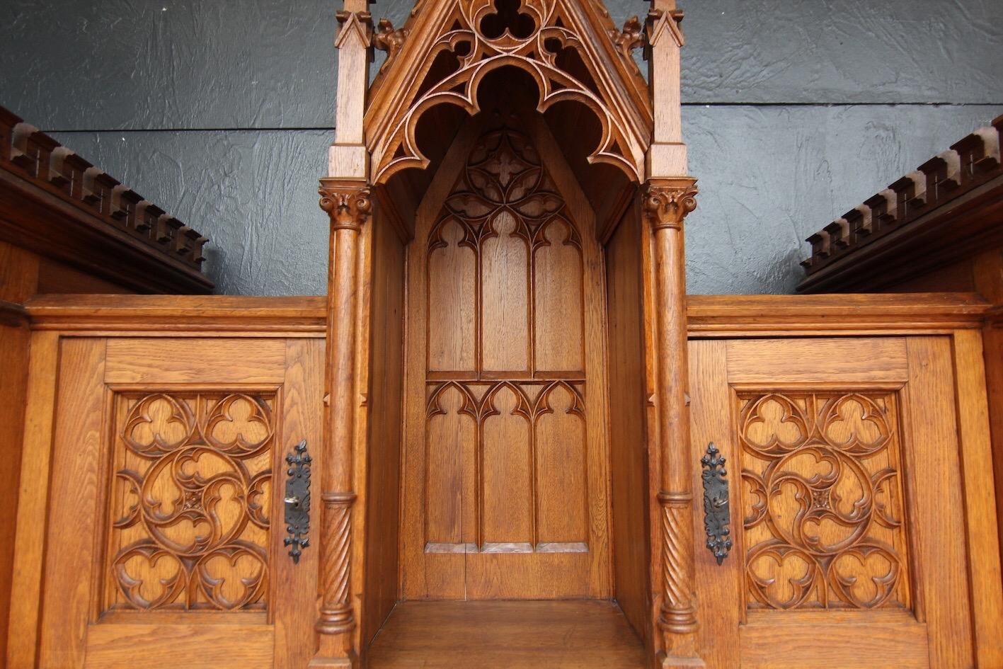 Large Early 20th Century German Gothic Revival Sacristy Cabinet 9
