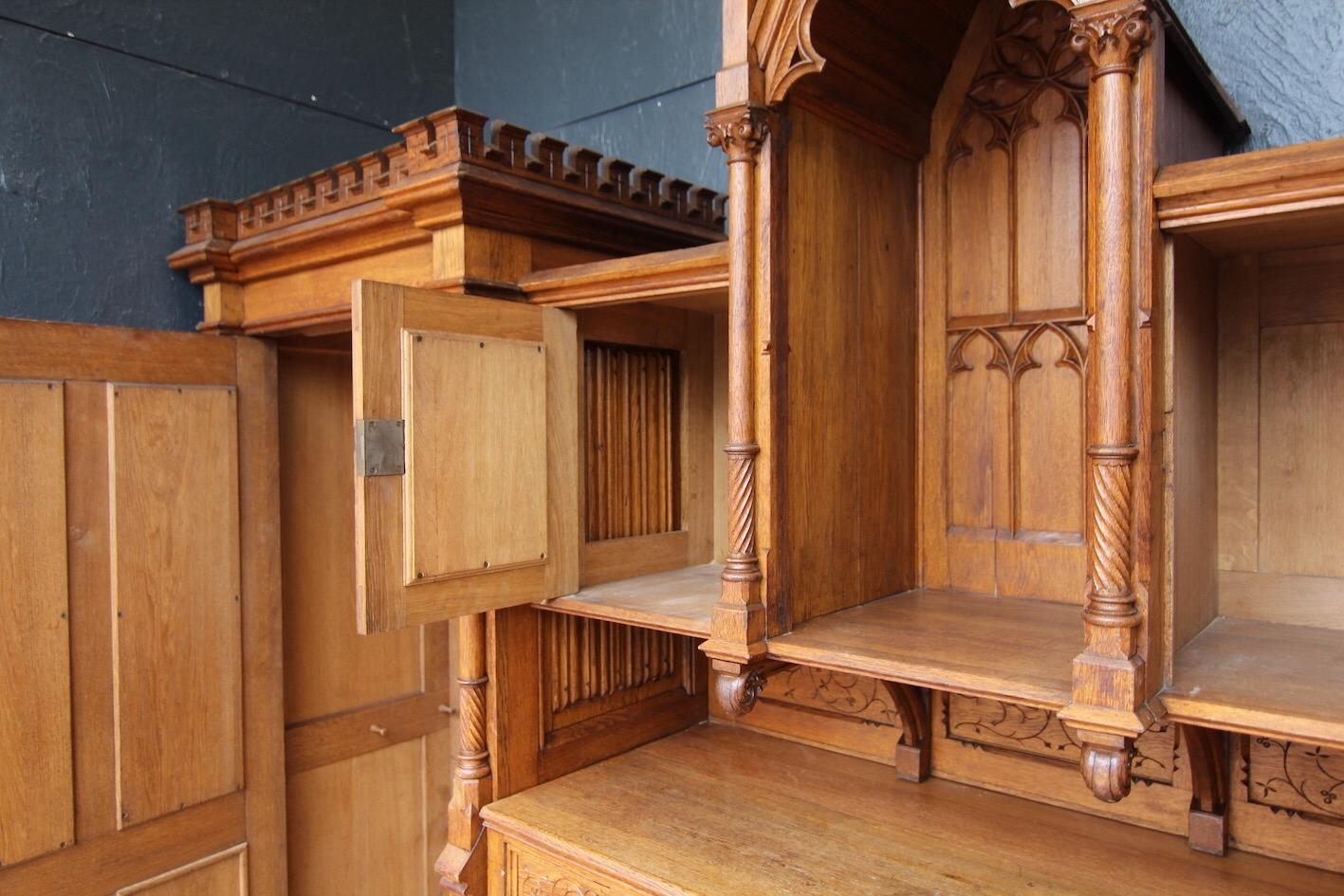 Oak Large Early 20th Century German Gothic Revival Sacristy Cabinet