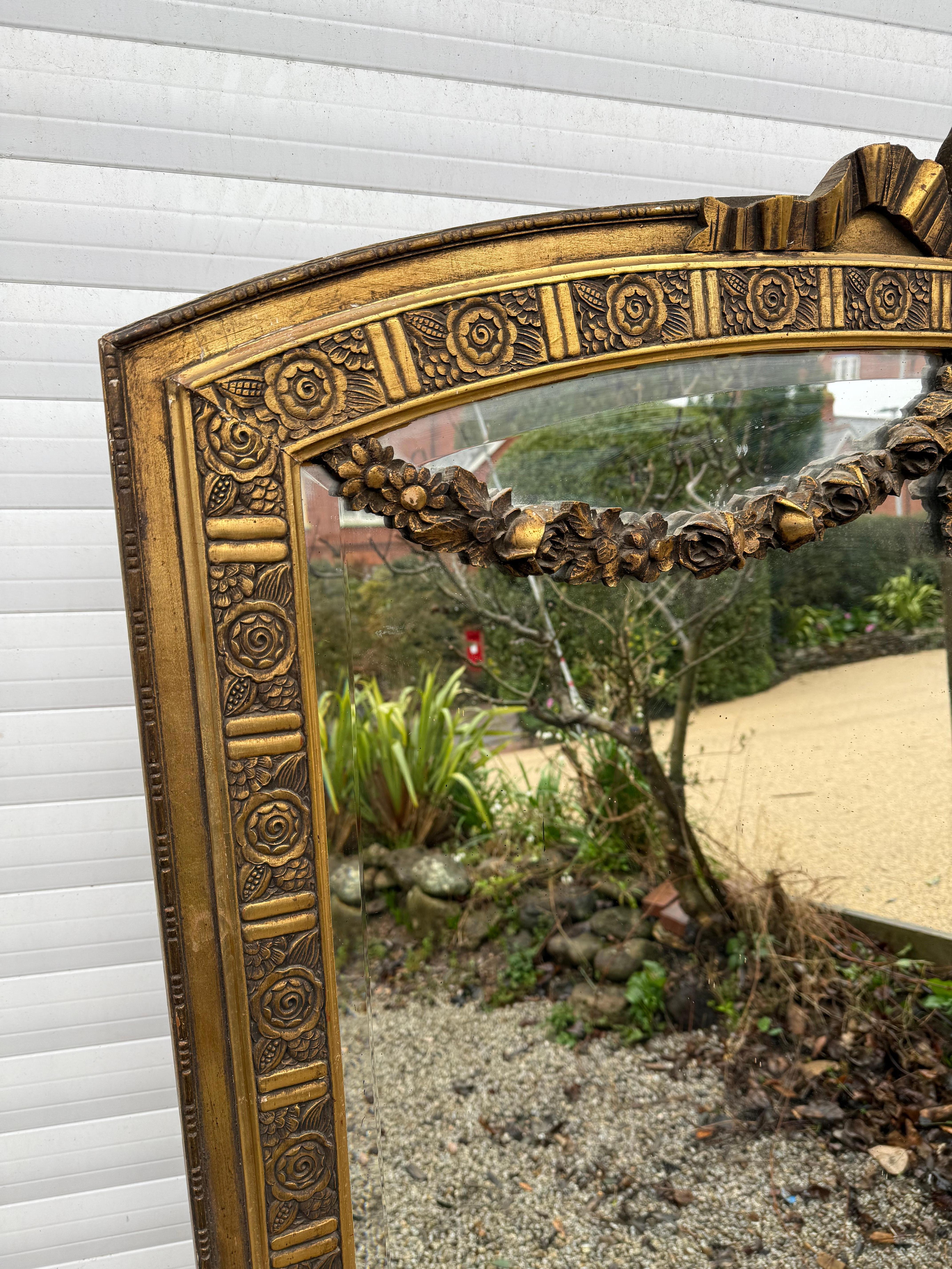 French Large early 20th century gilded over mantle , Art Deco