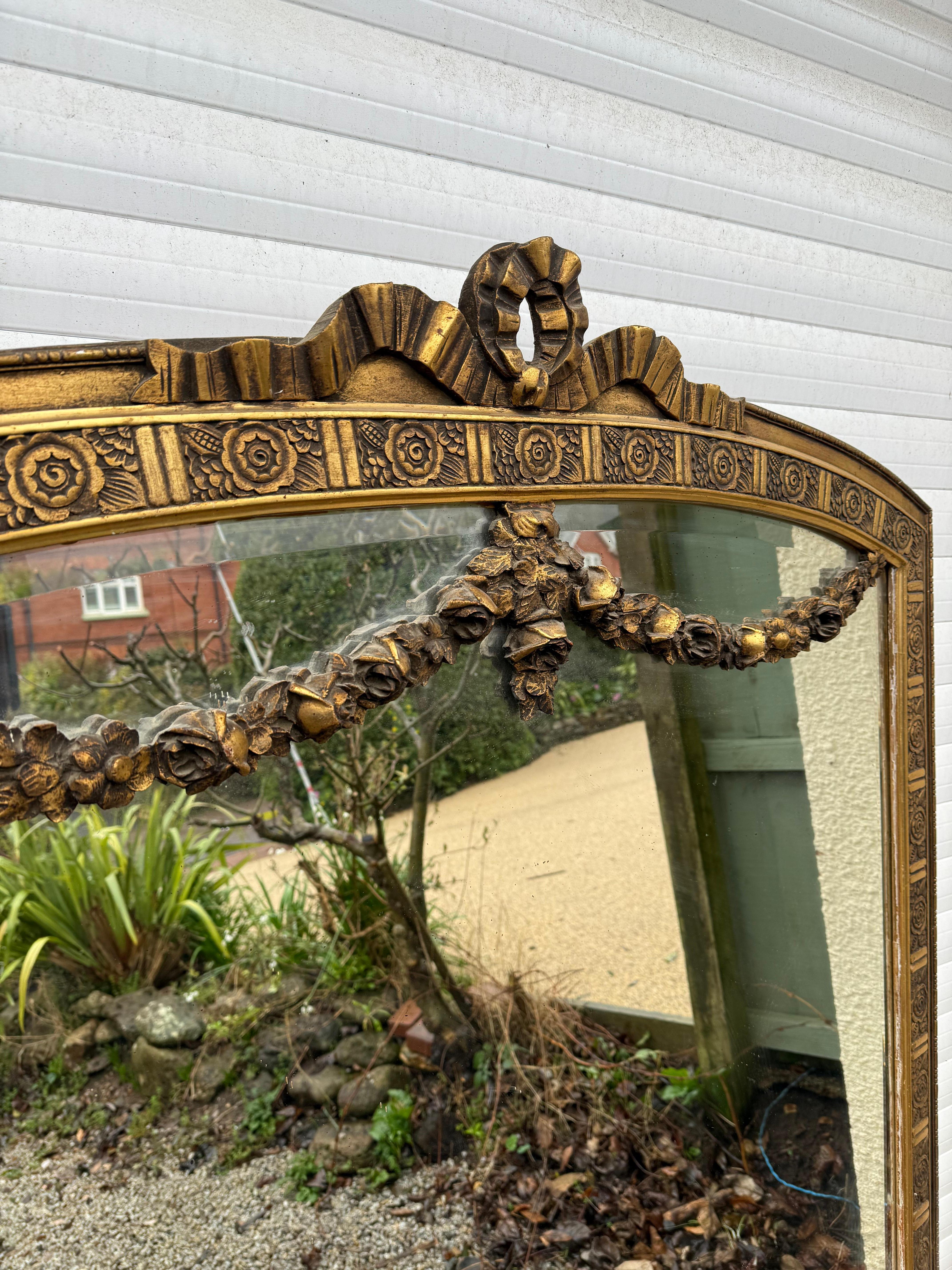 Large early 20th century gilded over mantle , Art Deco In Good Condition In Budleigh Salterton, GB