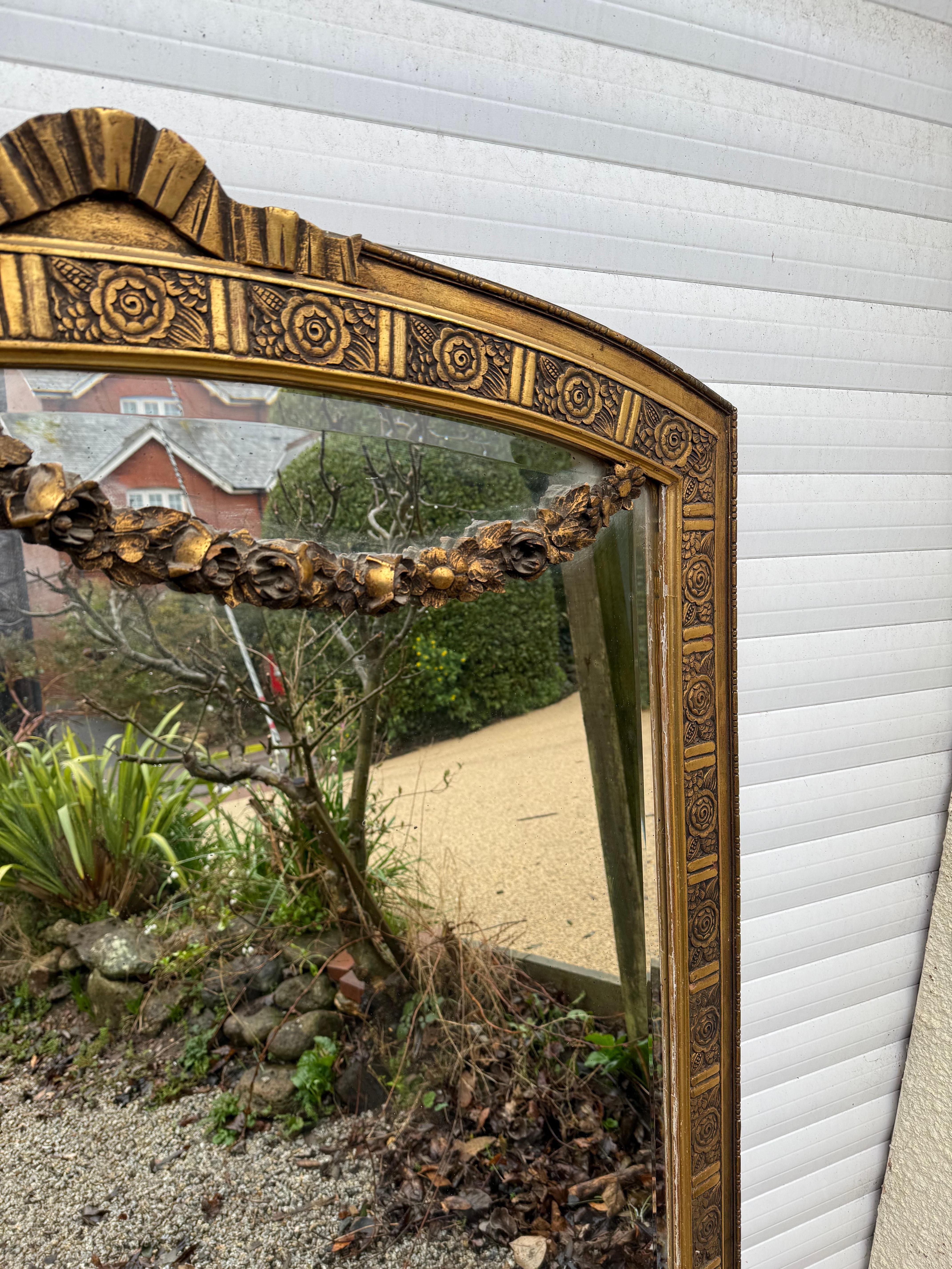 Giltwood Large early 20th century gilded over mantle , Art Deco